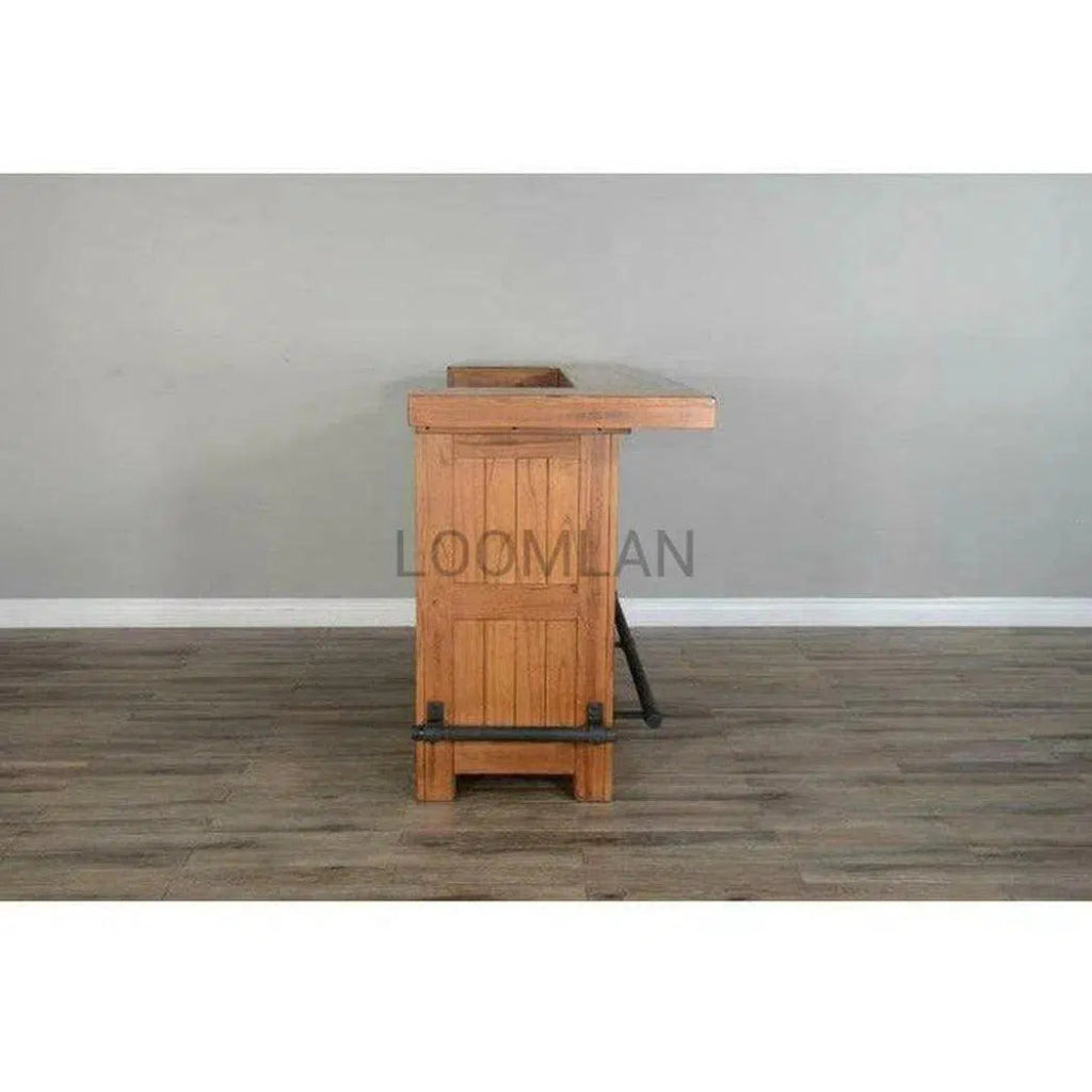80-Inch Rustic Wood Game Room Bar Island with Storage - Perfect for Basement, Man Cave, or Entertainment Area