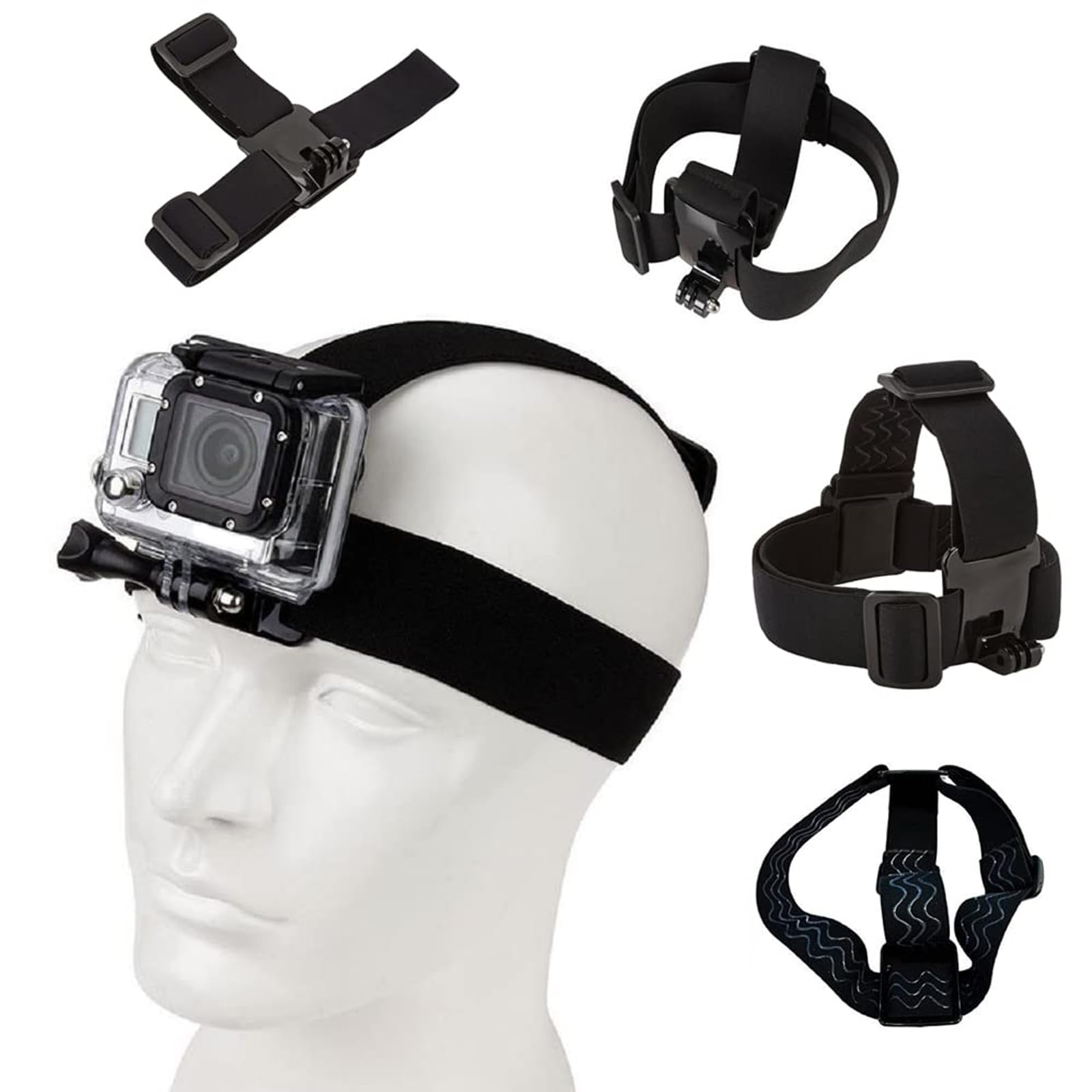 GoPro Head Strap Mount - Compatible with Hero 13/12/11/10/9/8, Session & AKASO EK7000, Brave 4/5/6/7 LE, V50X, Dragon Touch, Jadfezy, Exprotrek, VEMONT, WOLFANG Action Cameras - Adjustable Elastic Headband for Hands-Free Recording - Perfect for Sports, Vlogging & Outdoor Adventures