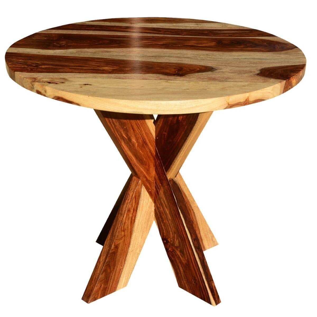 Solid Wood X Pedestal Round Dining Table - Rustic Farmhouse Style for Kitchen & Dining Room | Perfect for Family Gatherings & Dinner Parties
