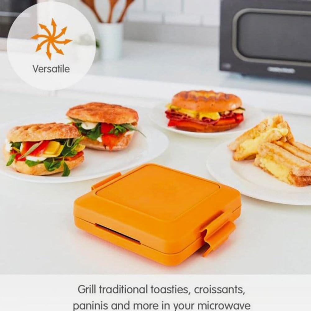 Micro Munchy Microwave Toastie Maker - Red | Electric Sandwich Press for Grilled Cheese, Panini & Breakfast | Quick & Easy Microwaveable Toaster | Perfect for Dorms, Offices & Quick Meals