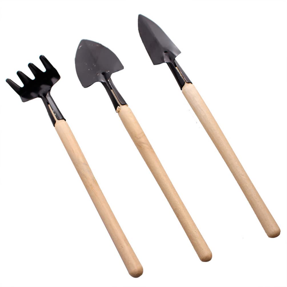 Baluue Mini Garden Tool Set with Wooden Handle - Small Hand Rake, Shovel & Planting Tools for Indoor Plants, Succulents & Herb Gardens | Perfect for Balcony Gardening, Home Planting & DIY Projects