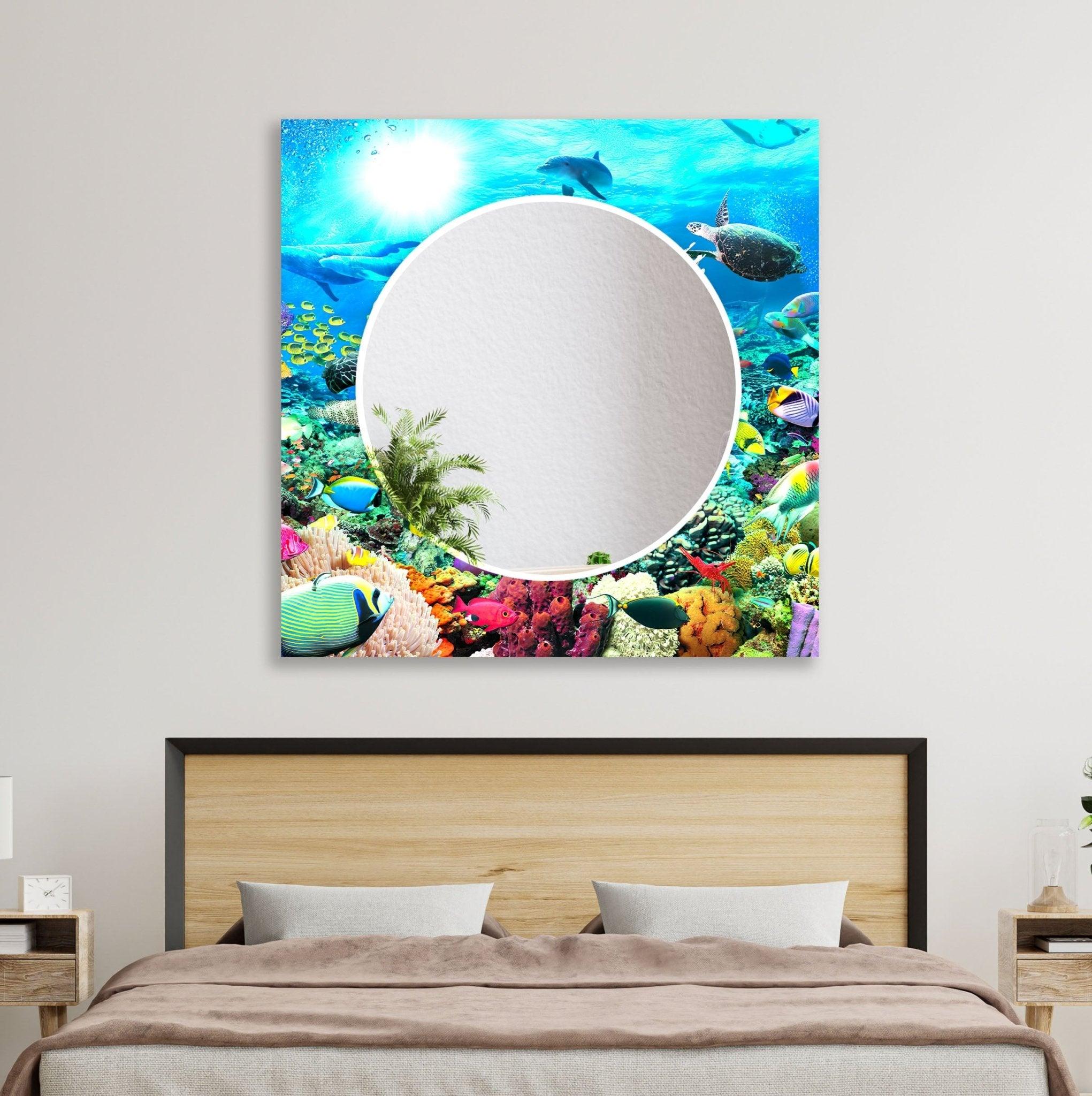 Stylish Aquarium Wall Mirror for Home & Office Decor - Enhance Your Space with a Unique Reflective Design