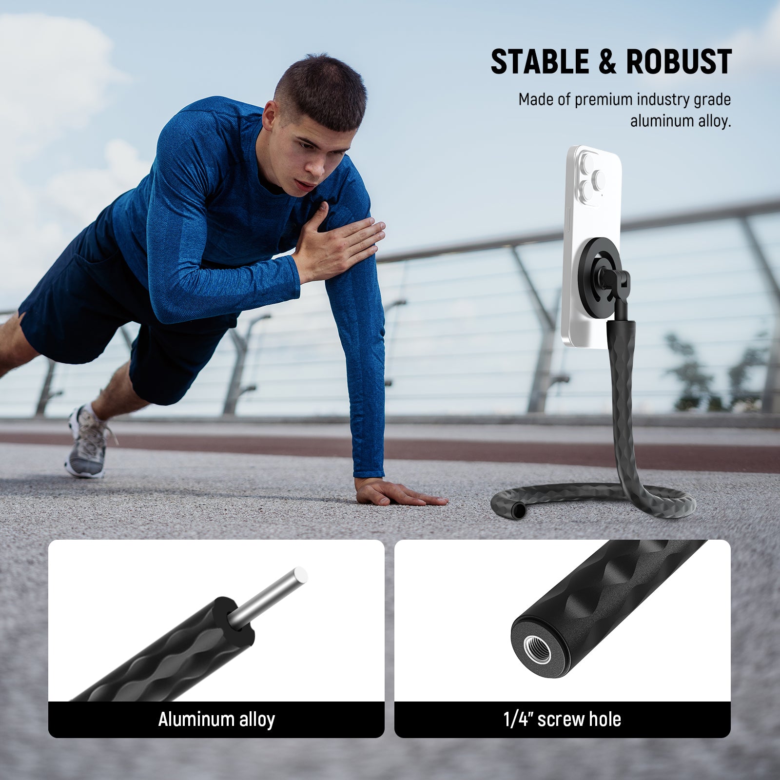NEEWER GP 19 Flexible Phone Mount - Adjustable Smartphone Holder for Vlogging, Live Streaming & Hands-Free Video Calls (Compatible with iPhone, Samsung & Most Phones) - Perfect for YouTube, TikTok & Home Office Use
