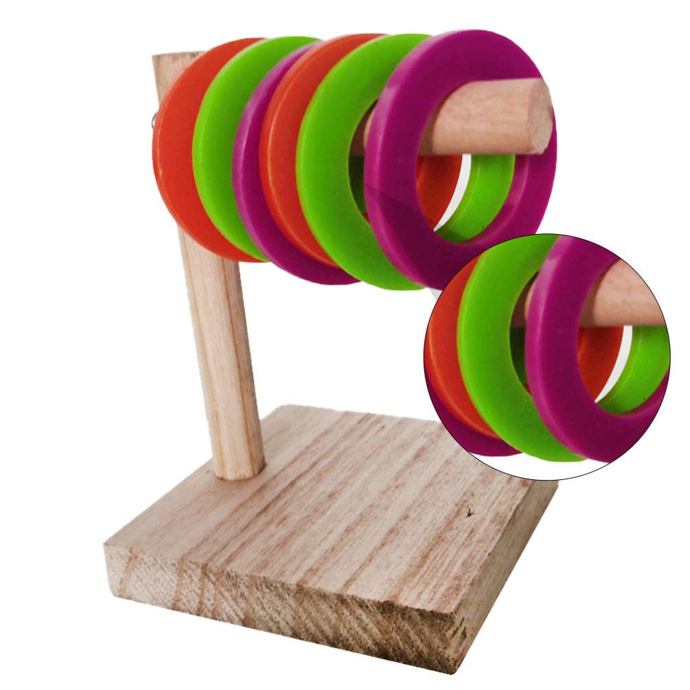 Balacoo Wooden Parrot Ring Puzzle Toy - Stacking Rings for Bird Training & Intelligence Development - Fun Educational Cage Toy for Parrots, Cockatiels, Lovebirds - Perfect for Desktop Play & Mental Stimulation