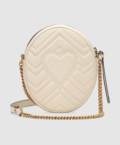 Gucci GG Marmont Mini Round Shoulder Bag in White | Luxury Leather Crossbody Purse for Women | Perfect for Date Night & Evening Events