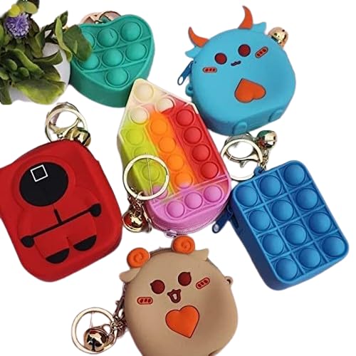 Geeta Store Assorted Pop It Keychain Toys - Bubble Sensory Fidget Toy Set for Stress Relief, ADHD, Autism & Anxiety - Random Shape Educational Toys for Kids, Boys & Girls of All Ages - Perfect for Home, School & Travel Use