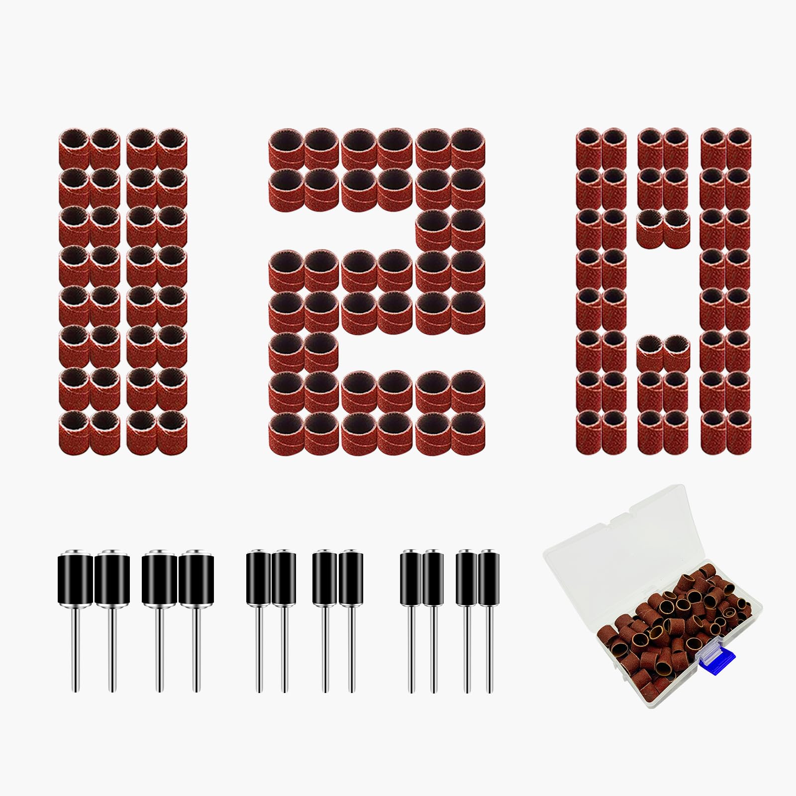 132-Piece Sanding Drum Set with Free Storage Box - Aluminum Oxide Rotary Tool Sanding Drums for Dremel & Power Tools - Perfect for Woodworking, Metal Polishing & DIY Crafts