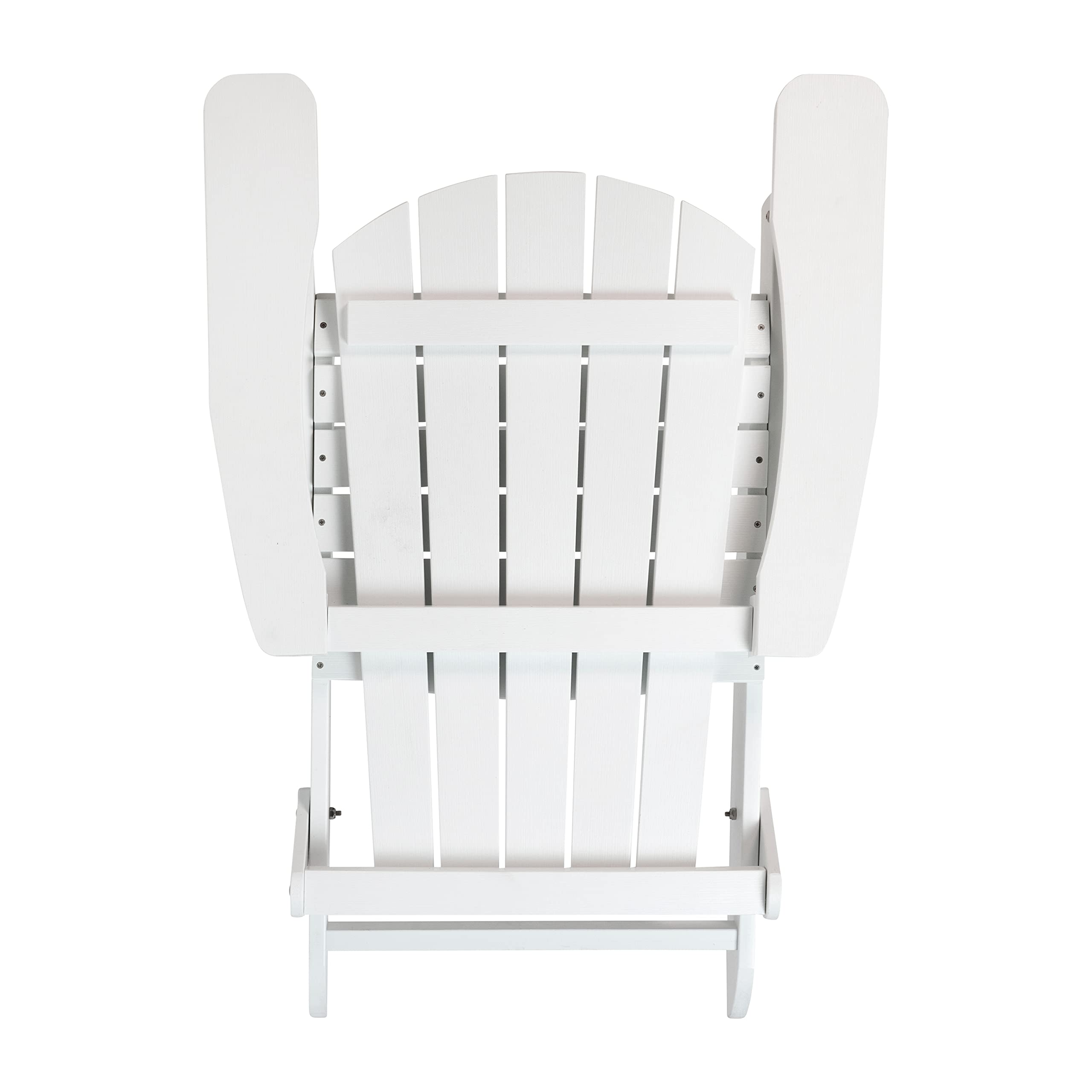 EMMA + OLIVER White All-Weather Poly Resin Folding Adirondack Chair - Outdoor Patio Furniture for Garden, Poolside & Backyard Relaxation