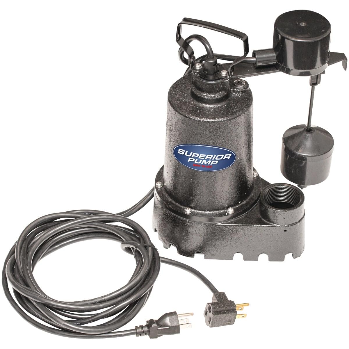Superior Pump 92541 1/2 HP Cast Iron Sump Pump with Vertical Switch - Heavy Duty Water Removal for Basements, Crawl Spaces & Flood Prevention