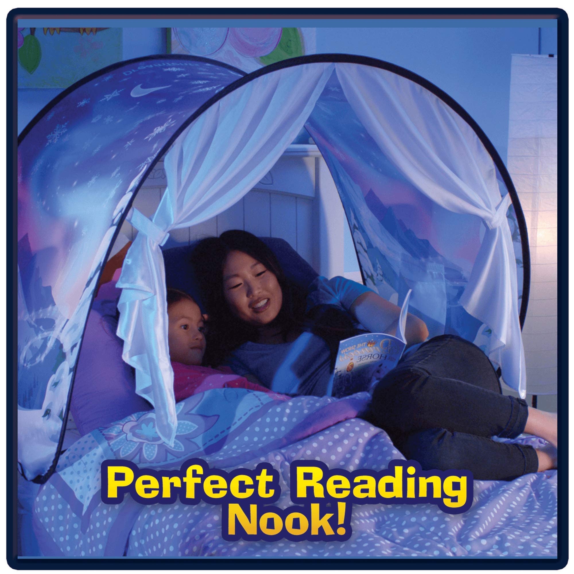 Kids Bed Tent for Twin Size Beds - Pop Up Privacy Canopy for Boys & Girls Reading & Play - Unisex Children's Sleeping & Study Space with Storage Bag - Perfect for Winter Wonderland Bedrooms & Cozy Indoor Camping Adventures