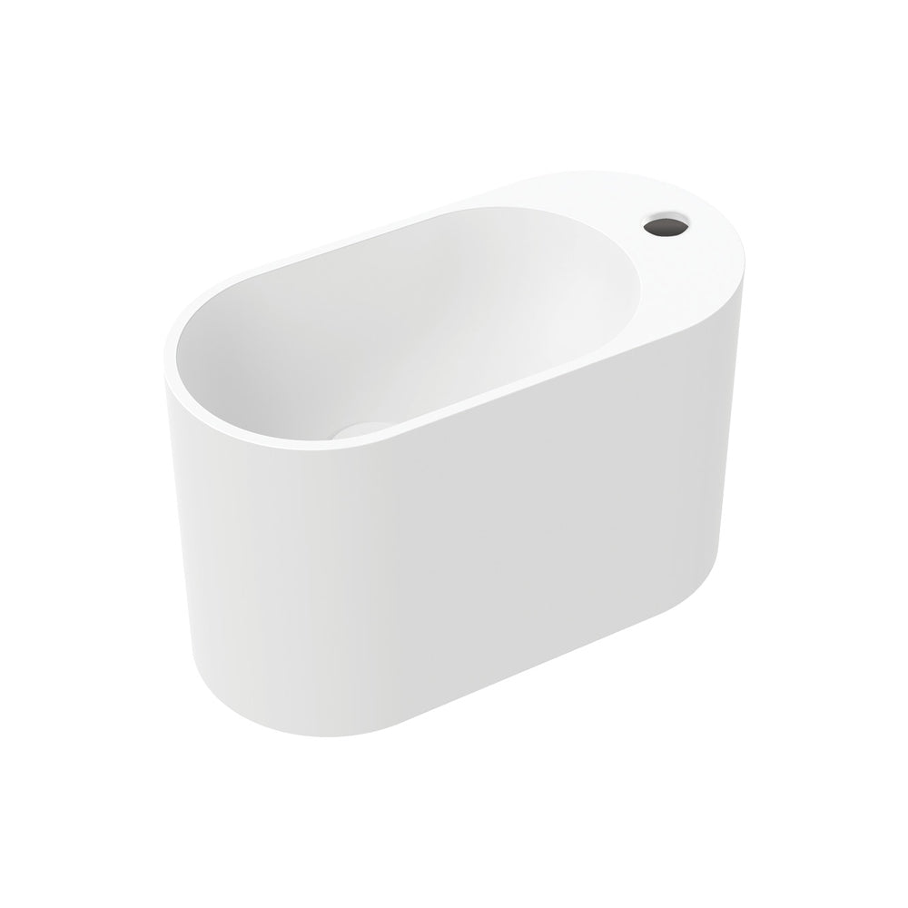 Fienza CSB311 1 Ari Cast Stone Wall Mount Bathroom Sink with Single Faucet Hole - Modern Farmhouse Vanity Basin for Powder Room & Guest Bath