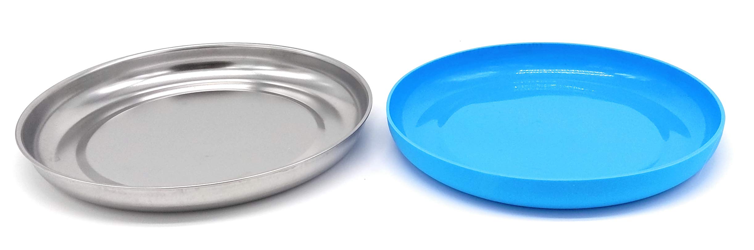 Premium 304 Stainless Steel Plates with Removable Silicone Shell - Set of 4 Baby Toddler Plates for Food & Snacks | Durable, Non-Toxic Dishware for Kids | Perfect for Home, Travel & Daycare Use
