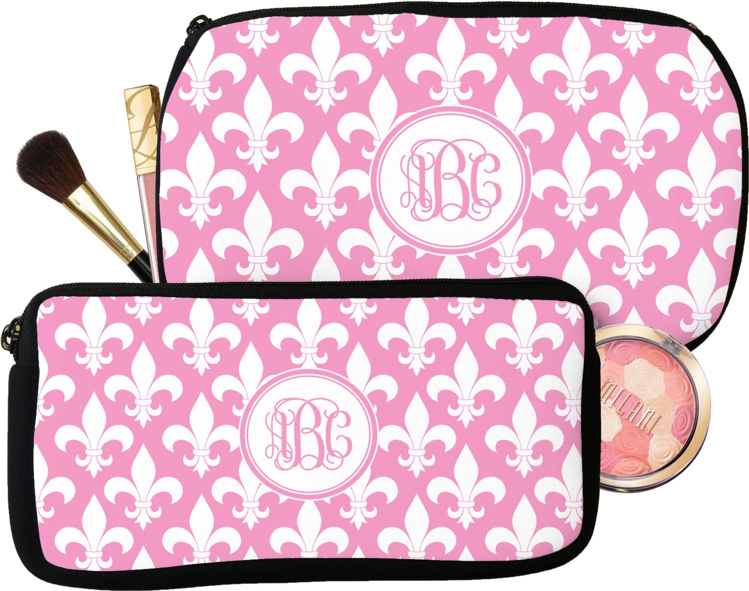 Personalized Fleur De Lis Makeup Bag - Small Cosmetic Pouch for Travel, Gym & Everyday Use | Custom Monogrammed Toiletry Case