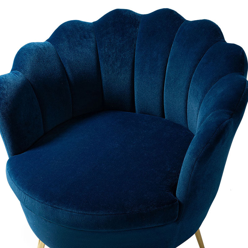 Evelia Velvet Scalloped Barrel Chair - Luxurious Velvet Accent Chair with Curved Back for Living Room, Bedroom & Office - Perfect for Reading Nook, Lounge Area or Home Decor