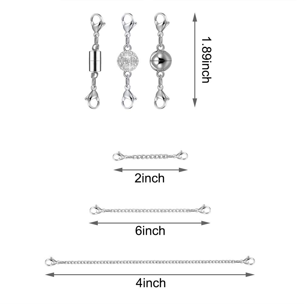 12-Piece QACOWW Necklace Extenders Set - Silver Chain Extenders for Necklaces, Bracelets & Anklets | Jewelry Making Supplies & DIY Accessories | Perfect for Adjusting Length & Custom Jewelry Designs