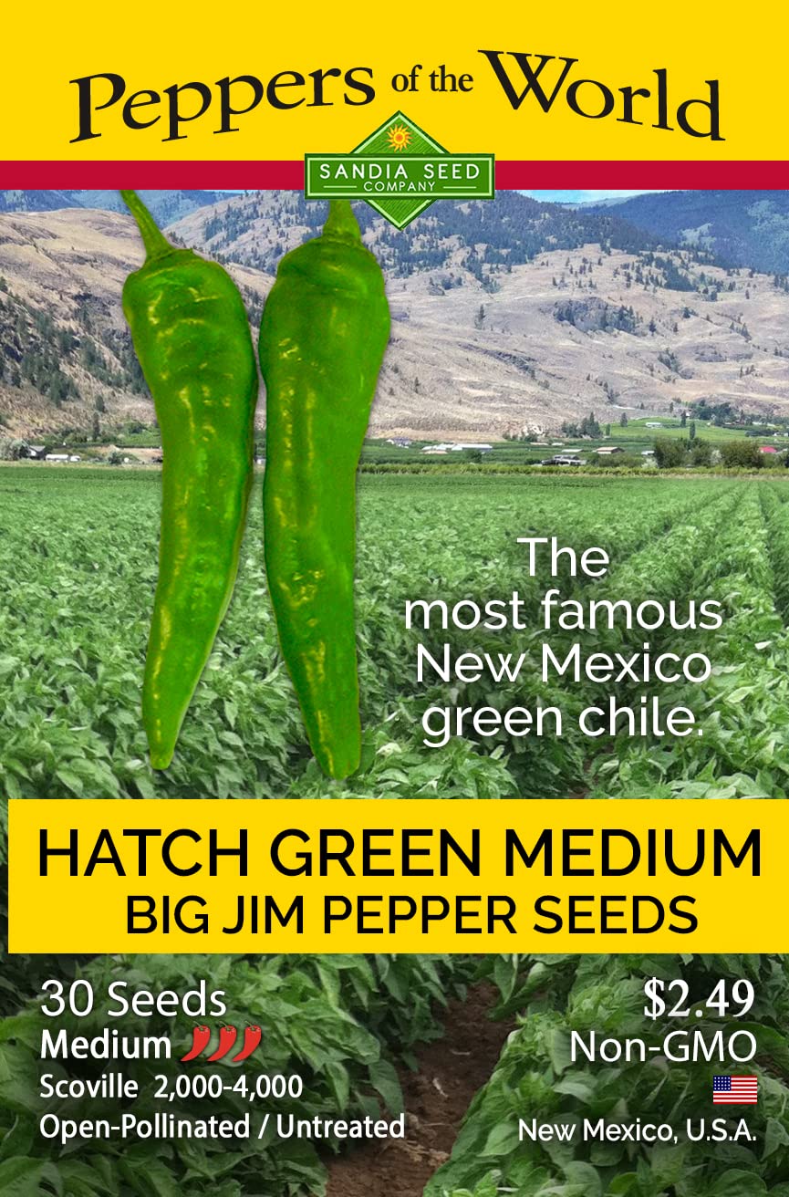Hatch Green Chile Seeds - Medium Heat New Mexico Heirloom - Non-GMO Organic - Easy to Grow for Home Garden - Perfect for Salsas, Roasting, and Southwestern Cuisine