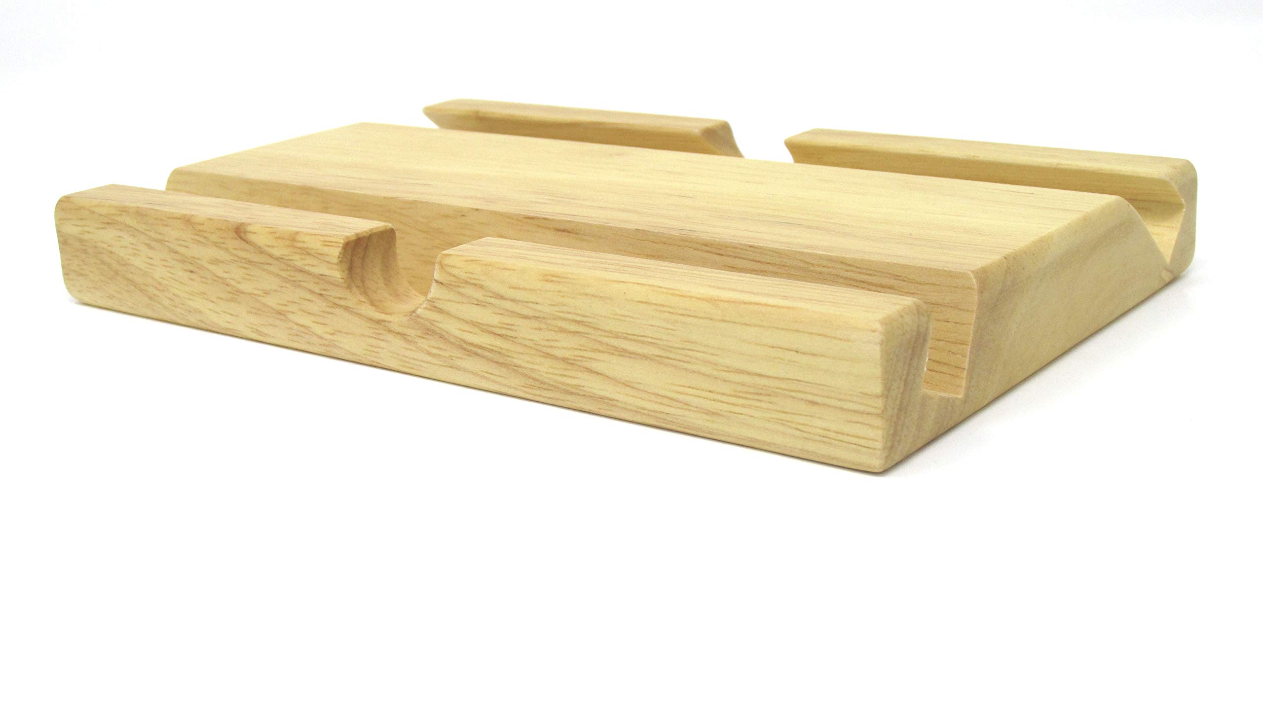 Natural Wood Desktop Stand for Tablet - Adjustable iPad, Kindle & Phone Holder with Dual Angle Slots | Perfect for Work, Reading & Video Calls