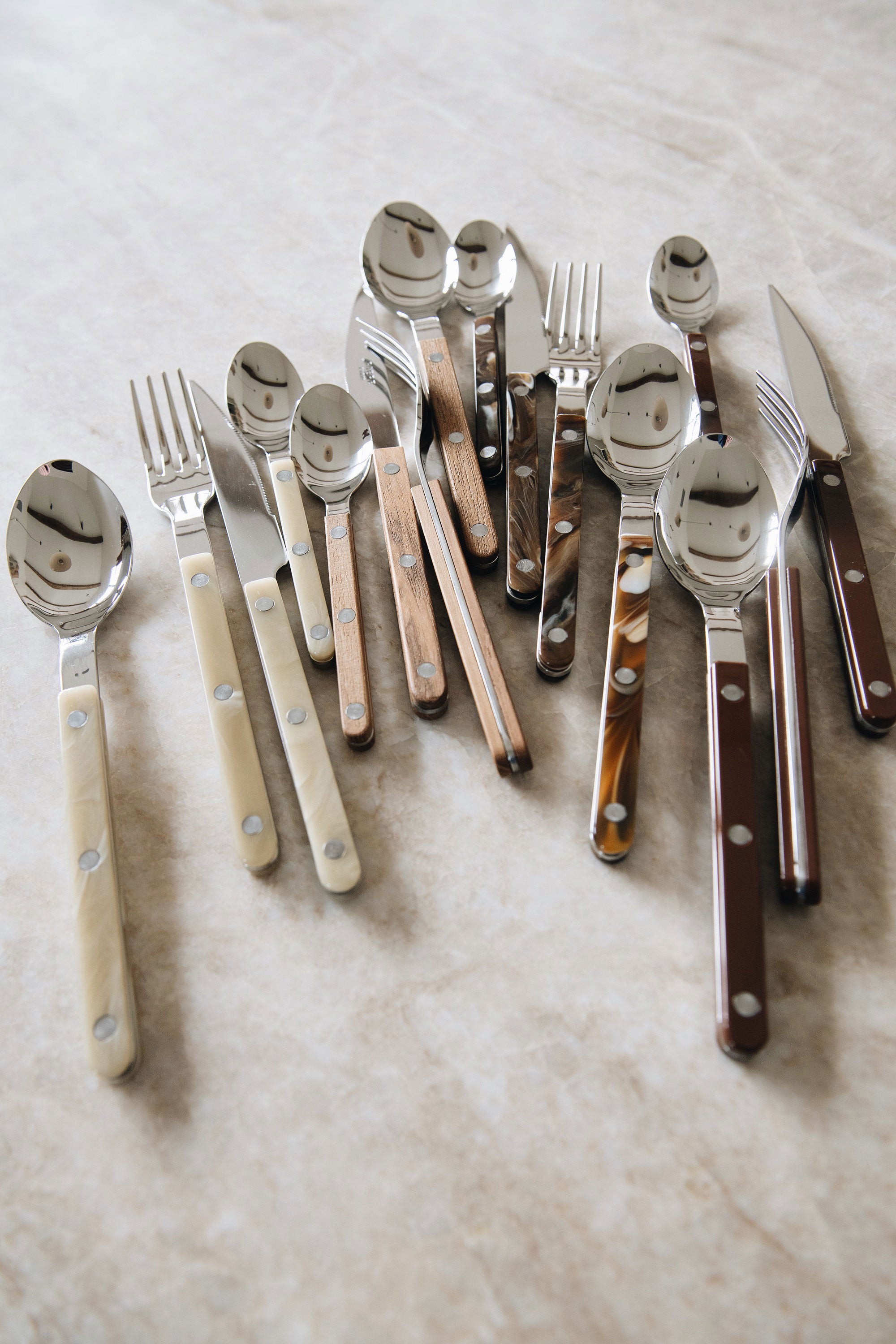 Premium Chocolate Flatware Set - 24-Piece Stainless Steel Dessert Forks & Spoons for Cake, Ice Cream, and Candy - Elegant Party & Wedding Serving Utensils