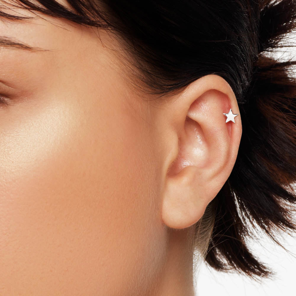 Micro Star Helix Single Stud Earring in Sterling Silver - Perfect for Everyday Wear, Parties & Gifts