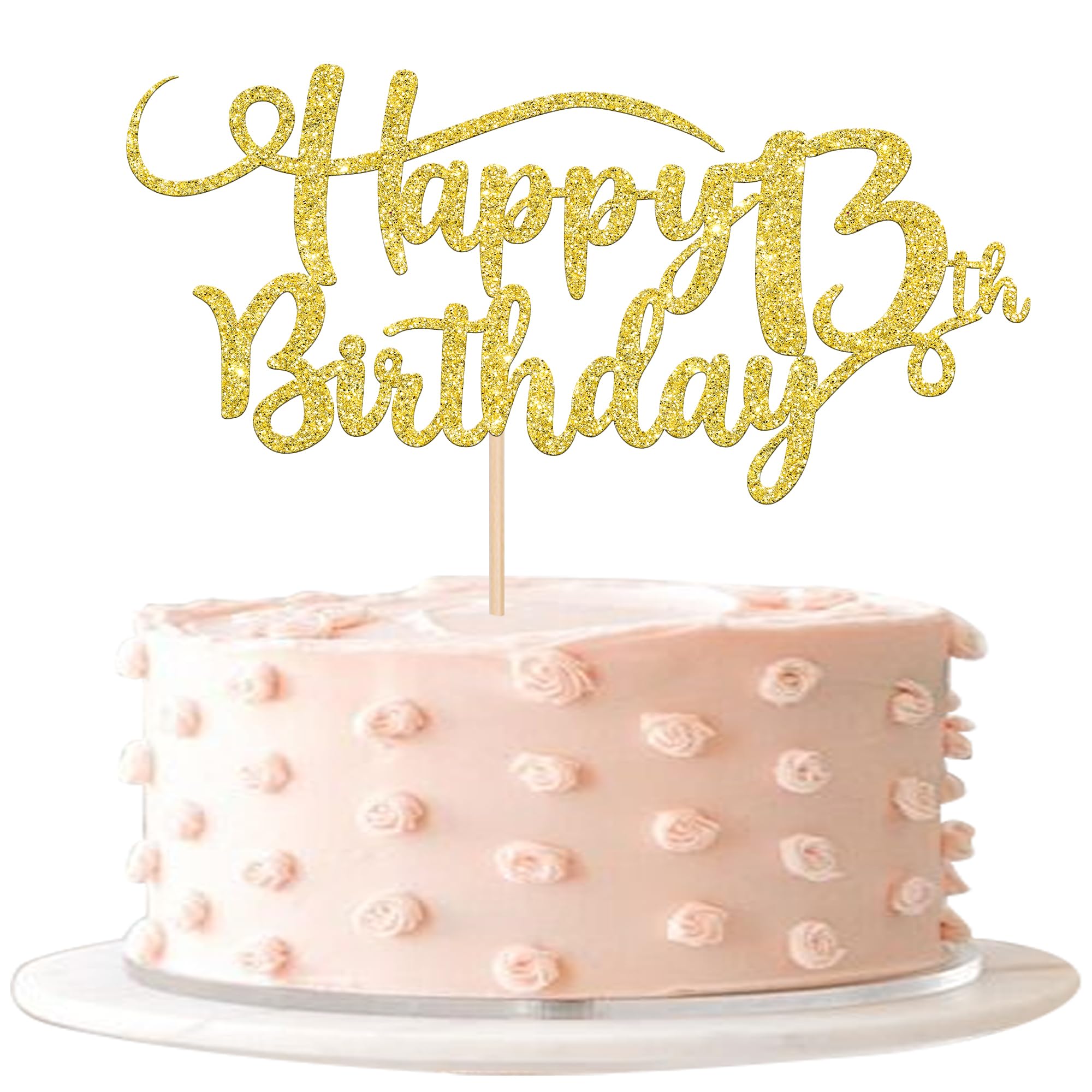 Rsstarxi 1 Pack Gold Glitter Number 13 Cake Topper - Happy 13th Birthday Decorations for Thirteen Years Old Anniversary Party Supplies | Perfect for Birthday Cakes, Cupcakes & Celebration Parties