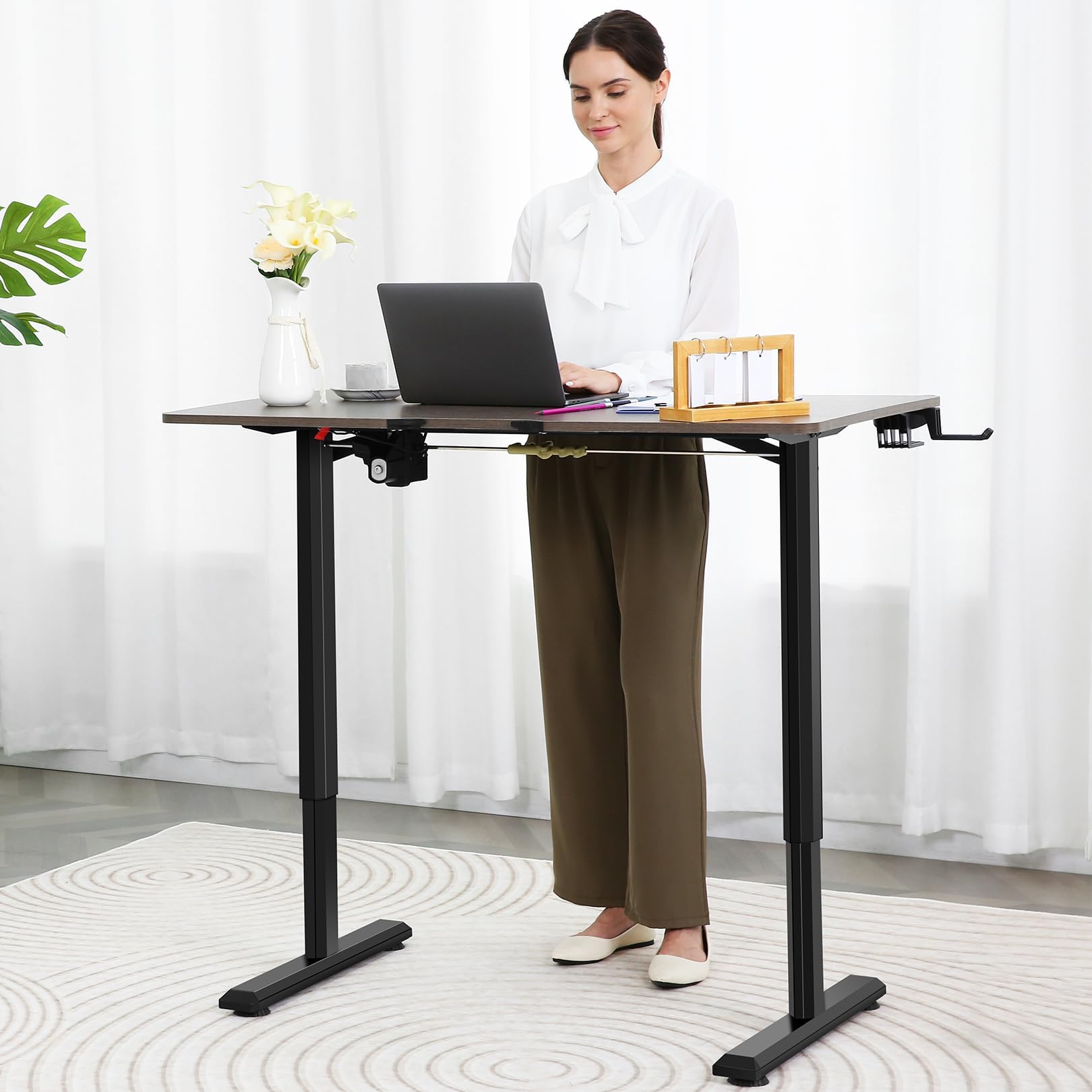 Himimi Electric Height Adjustable Desk 110 x 60 cm - Ergonomic Standing Work Table with 4 Memory Presets, Sit Stand Computer Desk for Home Office, Gaming & Workspace
