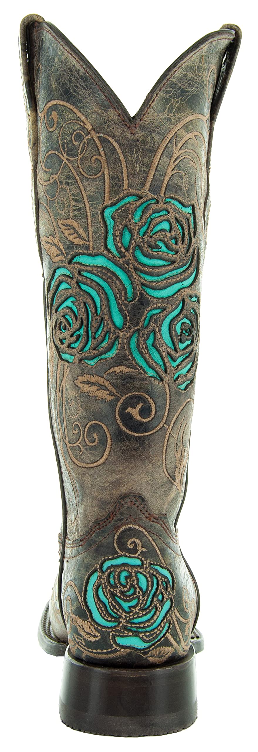 Soto Boots Turquoise Rose Country Cowgirl Boots for Women - Western Style Ankle Boots with Floral Embroidery (M50032) - Perfect for Line Dancing, Rodeos & Country Music Festivals