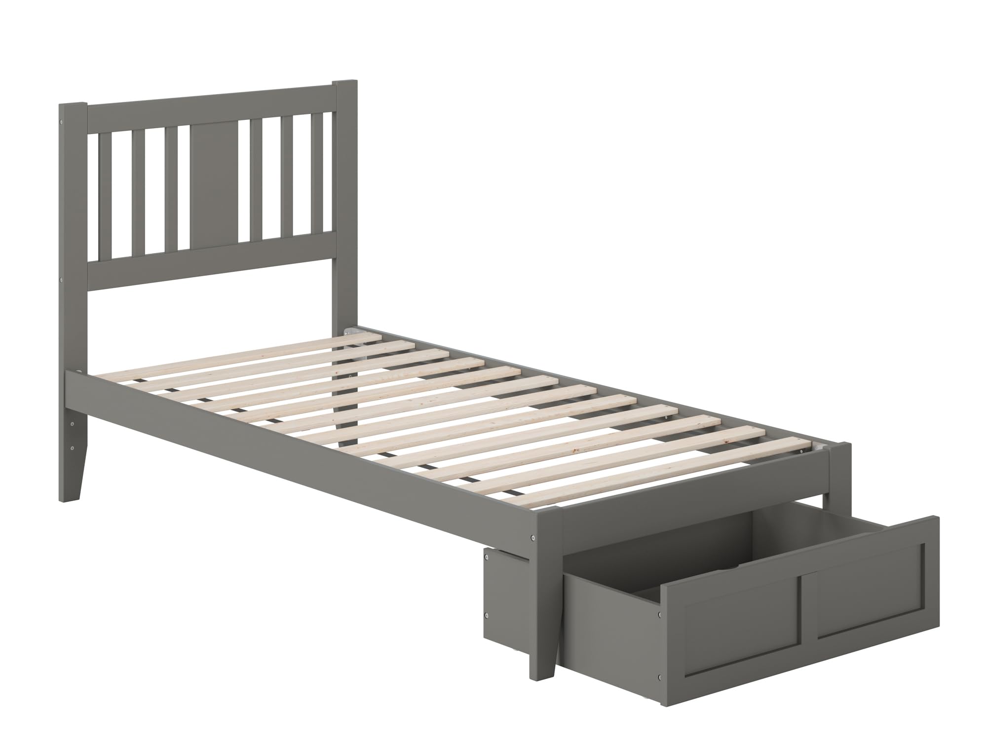 AFI Tahoe Twin Size Platform Bed Frame with Storage Drawer & USB Charging Station - Grey Wooden Bed for Kids, Teens & Small Spaces | Perfect for Bedrooms, Dorms & Apartments