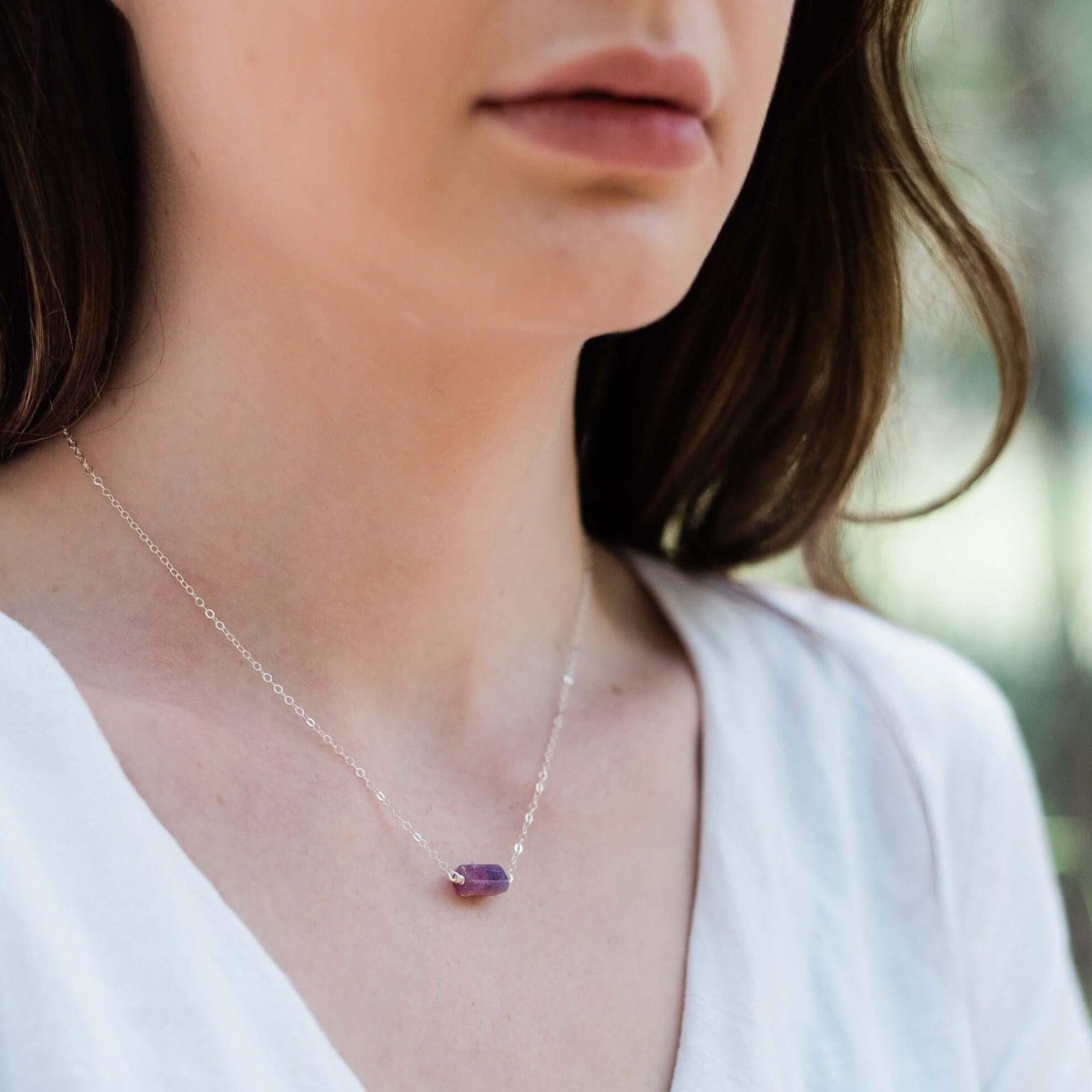 Natural Raw Earth Red Ruby Crystal Nugget Necklace - Handmade Boho Jewelry for Women - Perfect for Layering, Gift Giving & Spiritual Healing