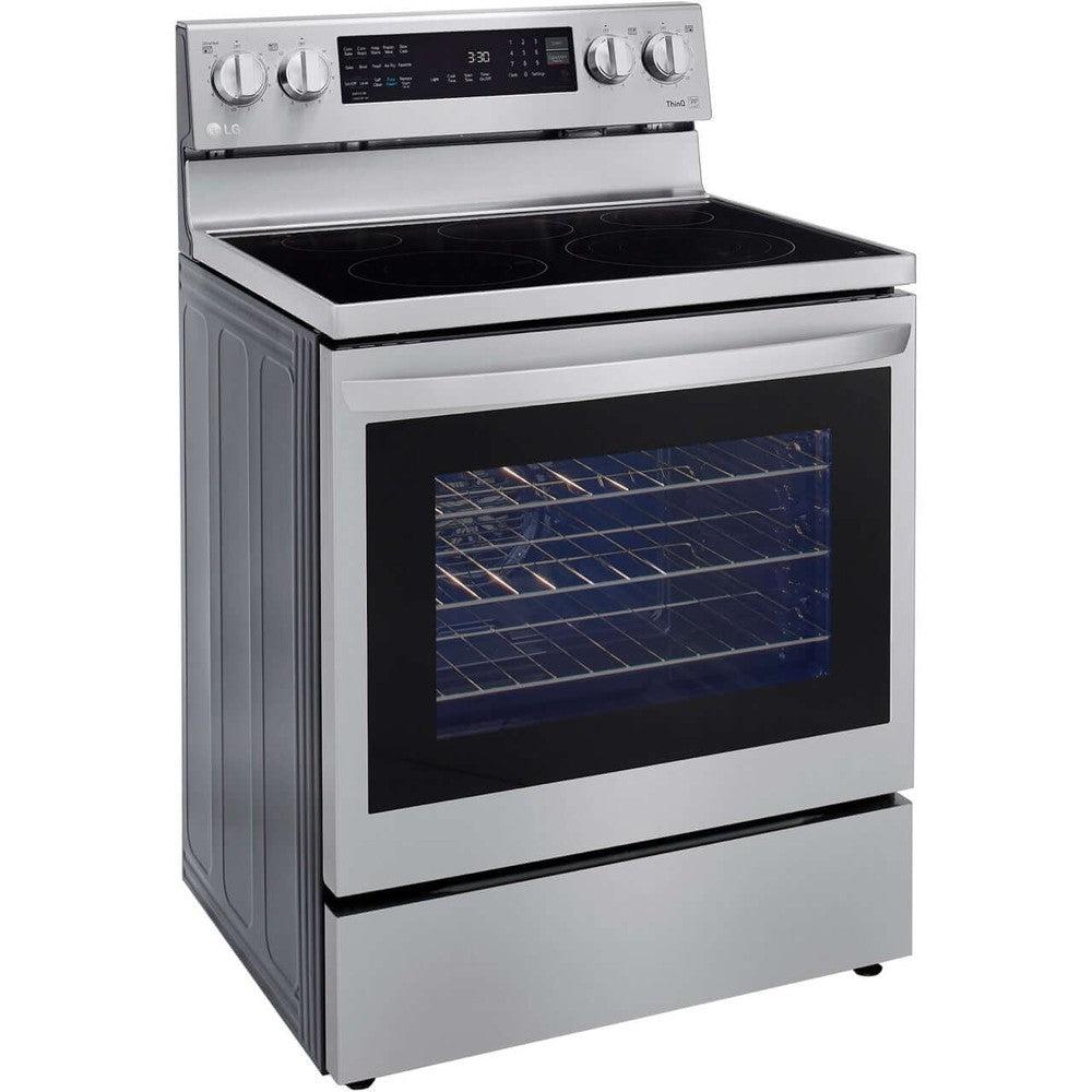 LG LREL6325F 30-Inch 6.3 Cu. Ft. Smart Electric Range with InstaView & AirFry Technology - Stainless Steel - Perfect for Modern Kitchens, Baking & Air Frying