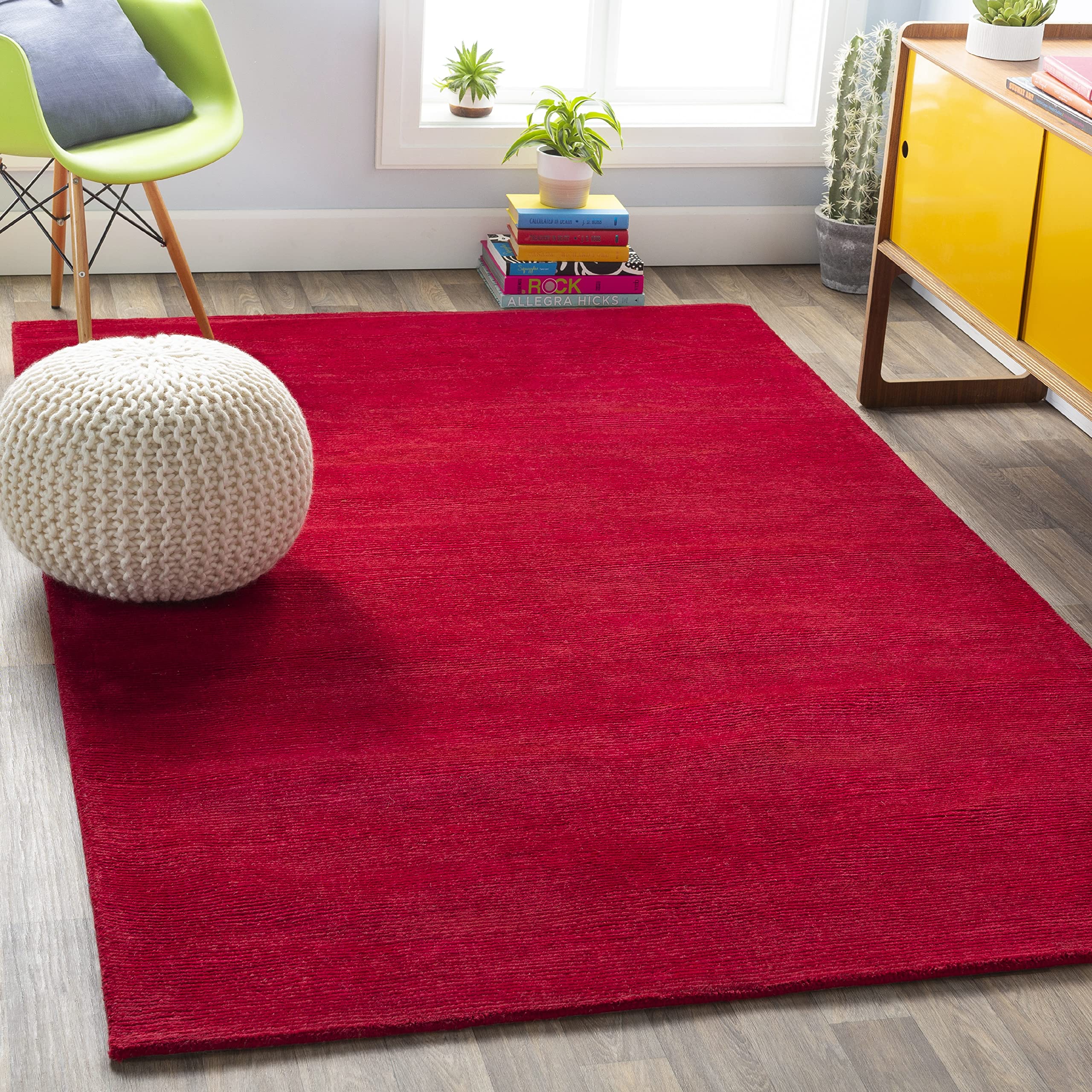 Mark&Day 3x5 Rennes Solid and Border Garnet Red Area Rug - Soft Non-Slip Living Room Carpet, Bedroom Rug, Kitchen Floor Mat (3'3