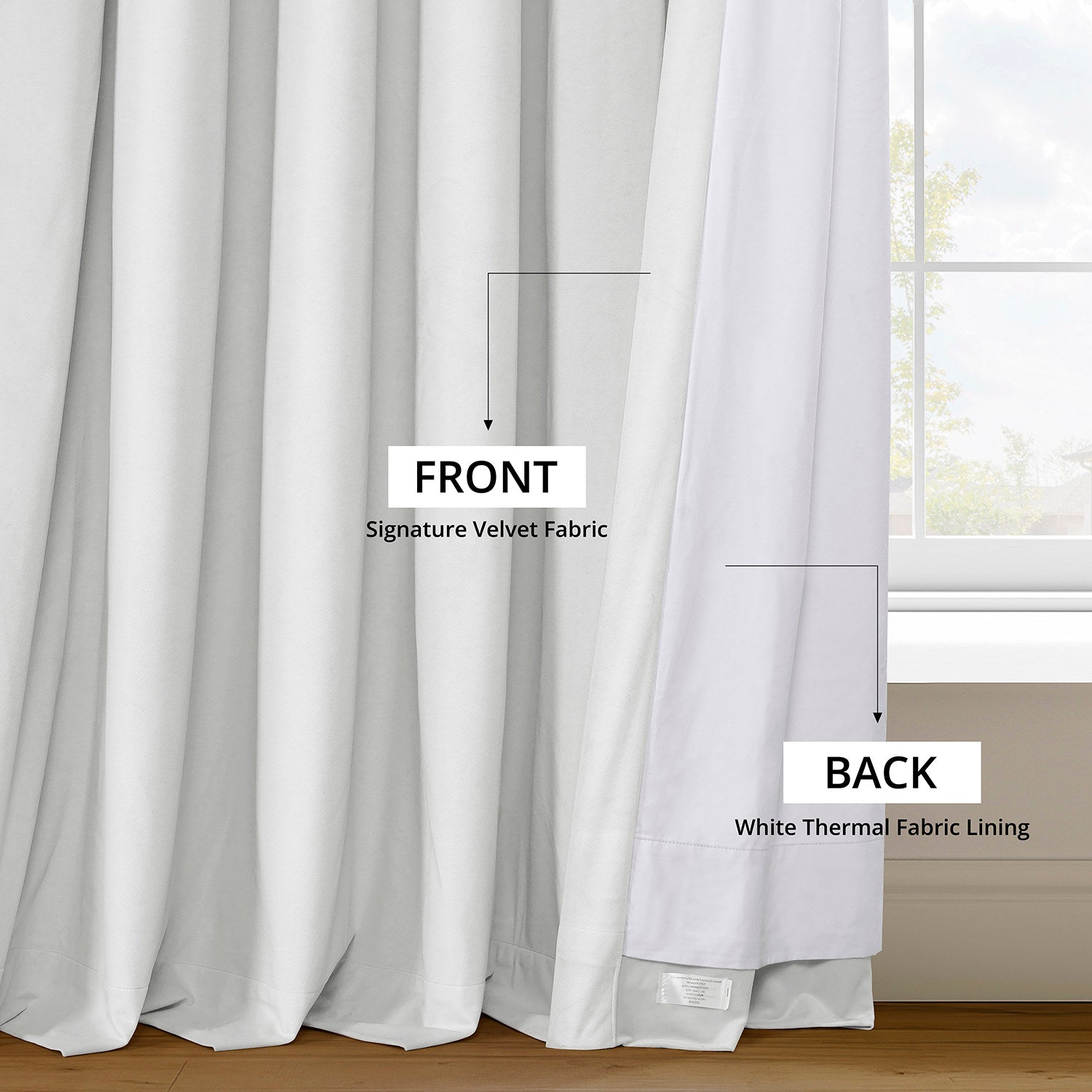 Premium White French Pleat Blackout Curtains - Thermal Insulated Velvet Drapes for Bedroom & Living Room - Noise Reducing & Light Blocking Window Treatments for Home Decor