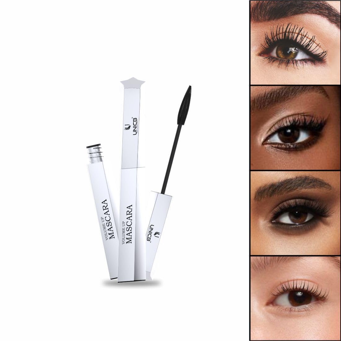 UNICB Volumizing Waterproof Black Mascara - 10ml | Highly Pigmented, Long-Lasting, Smudge-Proof & Lightweight | Curling & Lengthening Mascara for Dramatic Lashes | Perfect for Daily Wear, Parties & Special Occasions