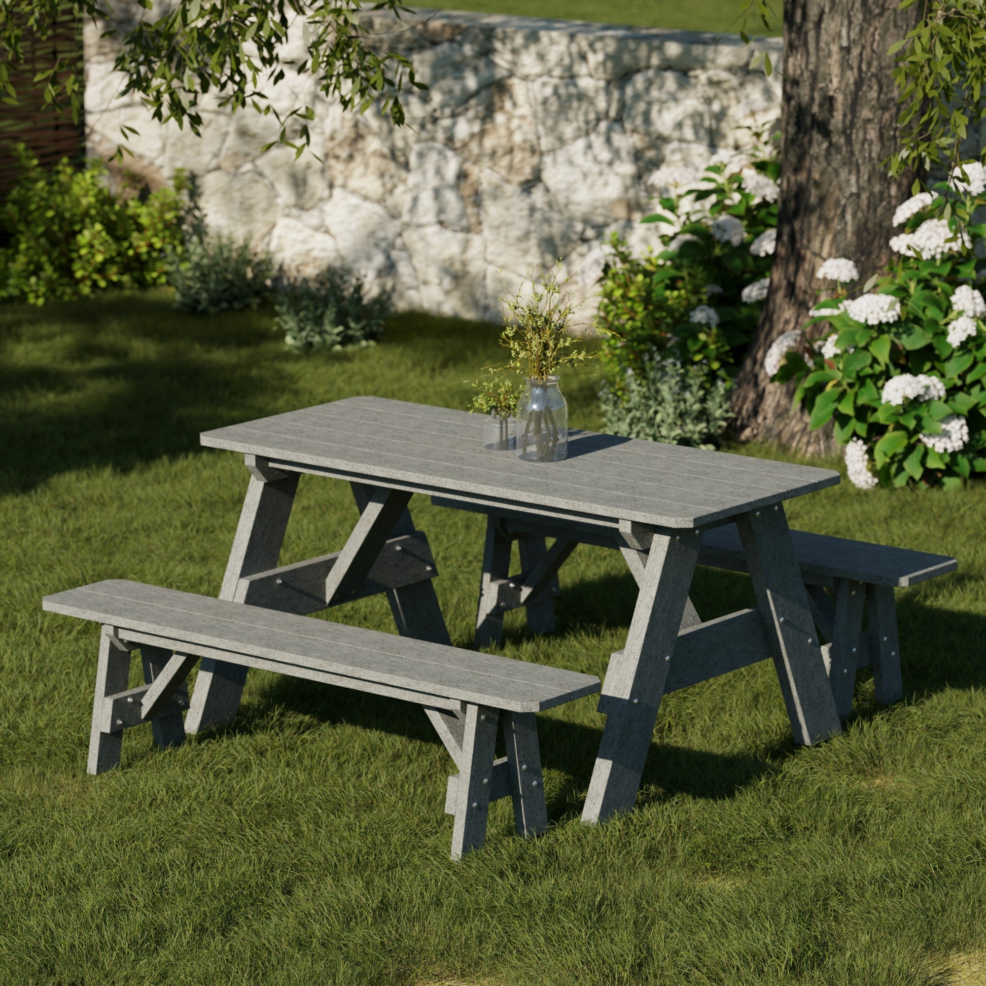 Heritage 72-Inch Outdoor Picnic Table with Detachable Benches - Perfect for Backyard BBQs, Camping & Family Gatherings