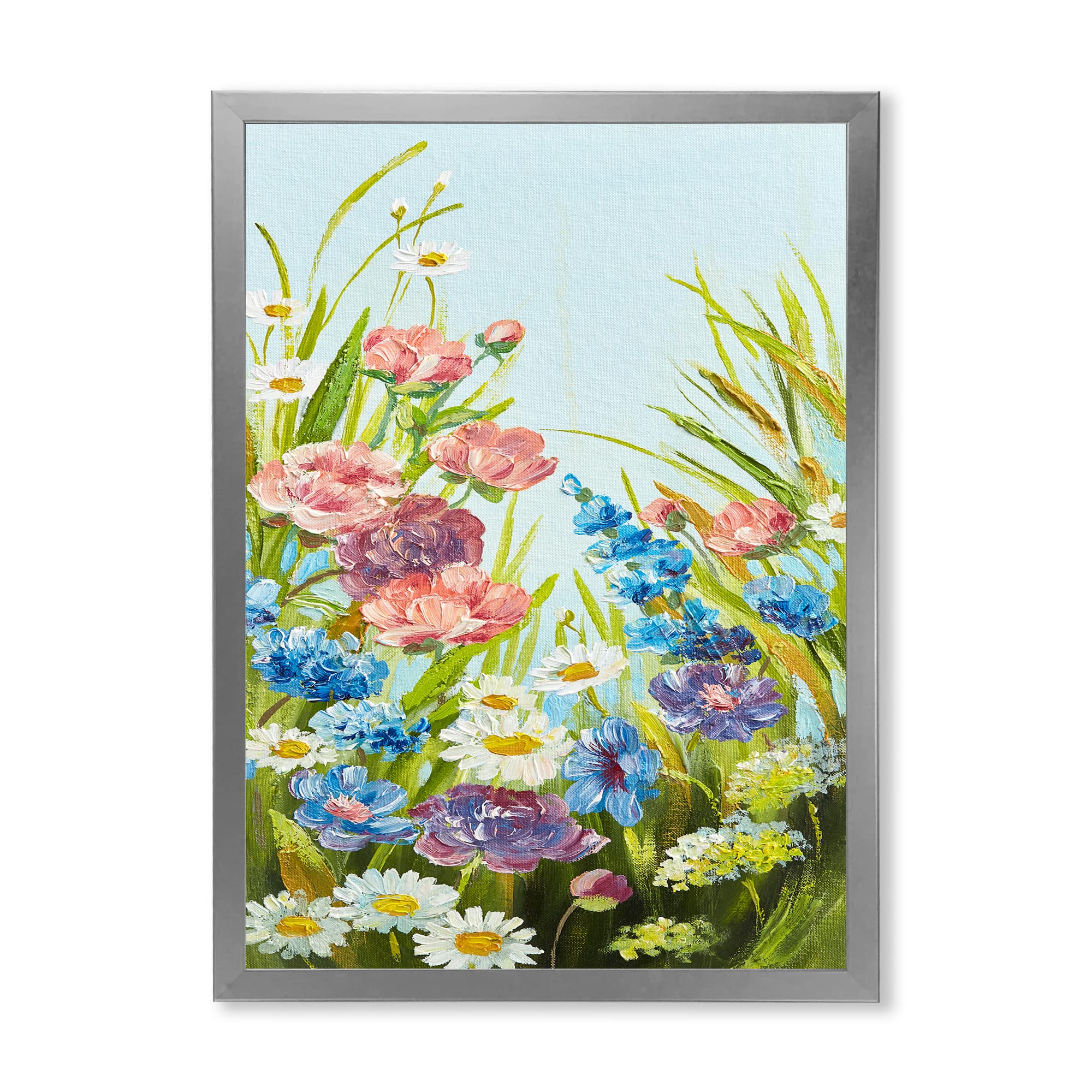 Still Life Of Colorful Wildflowers III - Traditional Framed Wall Art Painting for Home & Office Decor | Floral Canvas Artwork for Living Room, Bedroom, Dining Room