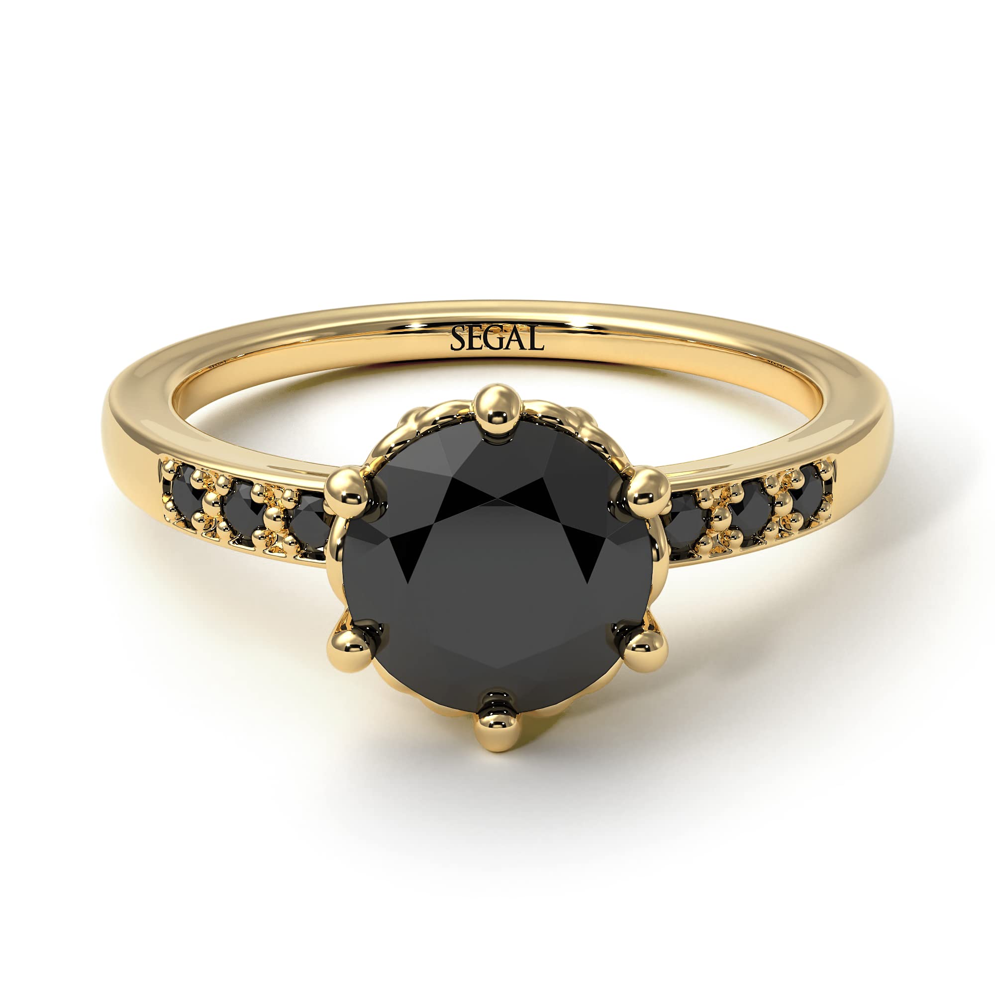 Classic 18K-14K Gold Engagement Ring with Natural Black Diamond | Vintage Style Wedding Band for Women | Perfect for Proposals, Anniversaries & Special Occasions