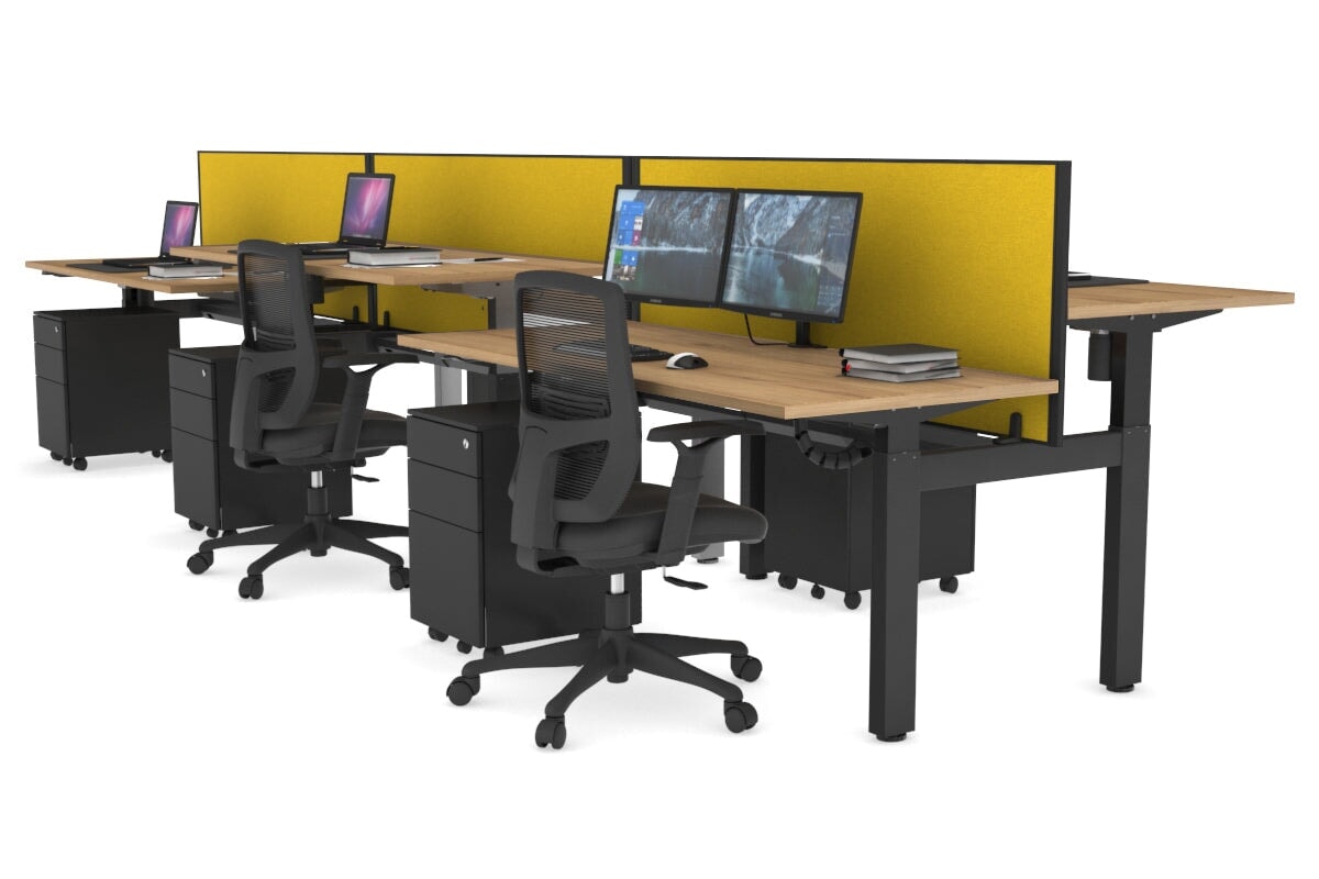 Adjustable 6-Person H Bench Workstation with Black Frame [1400L x 700W] - Perfect for Office, Conference Room, or Collaborative Workspace