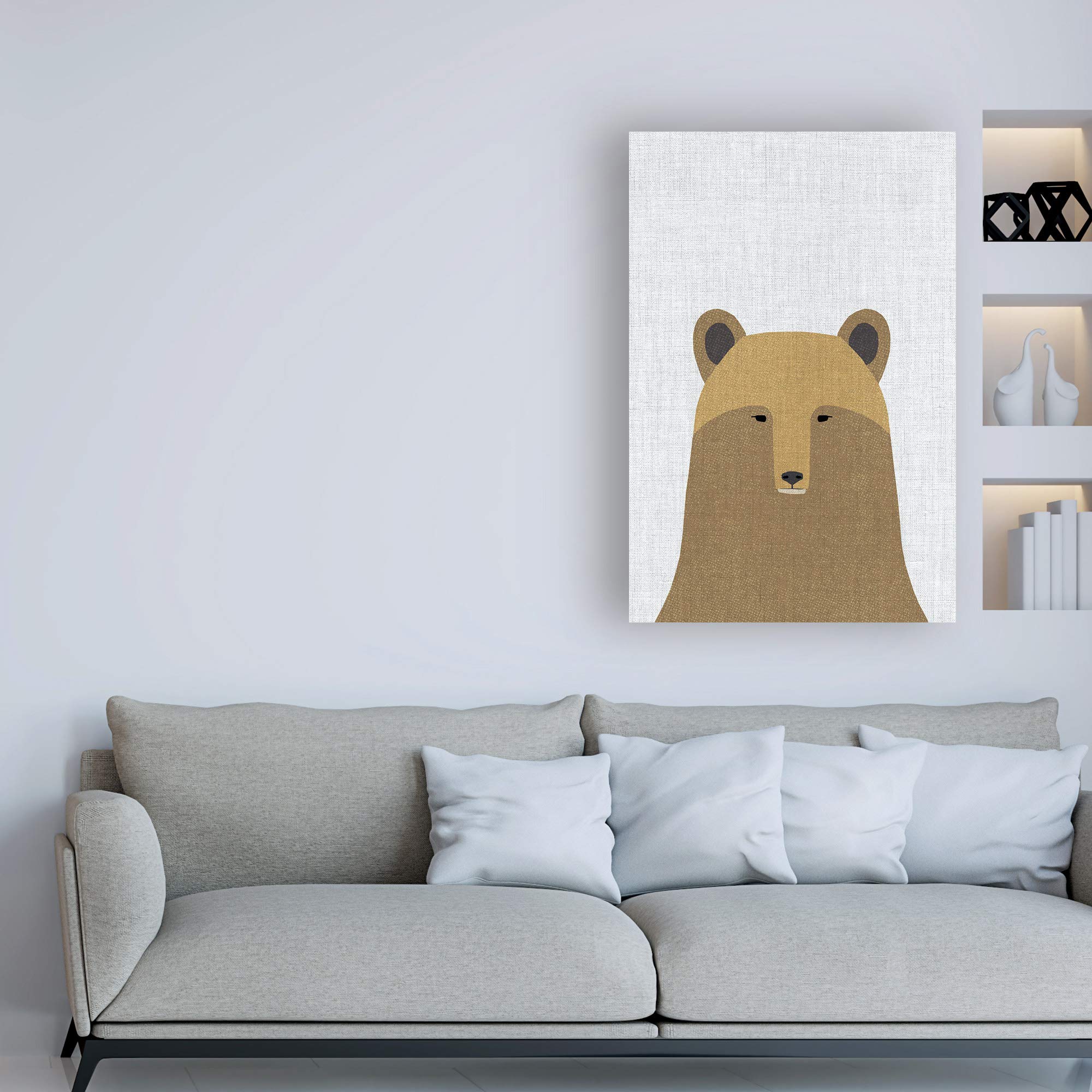 Annie Bailey Art Grizzly Bear Linen Canvas Print 16x24 - Premium Wildlife Wall Decor for Living Room, Office & Cabin