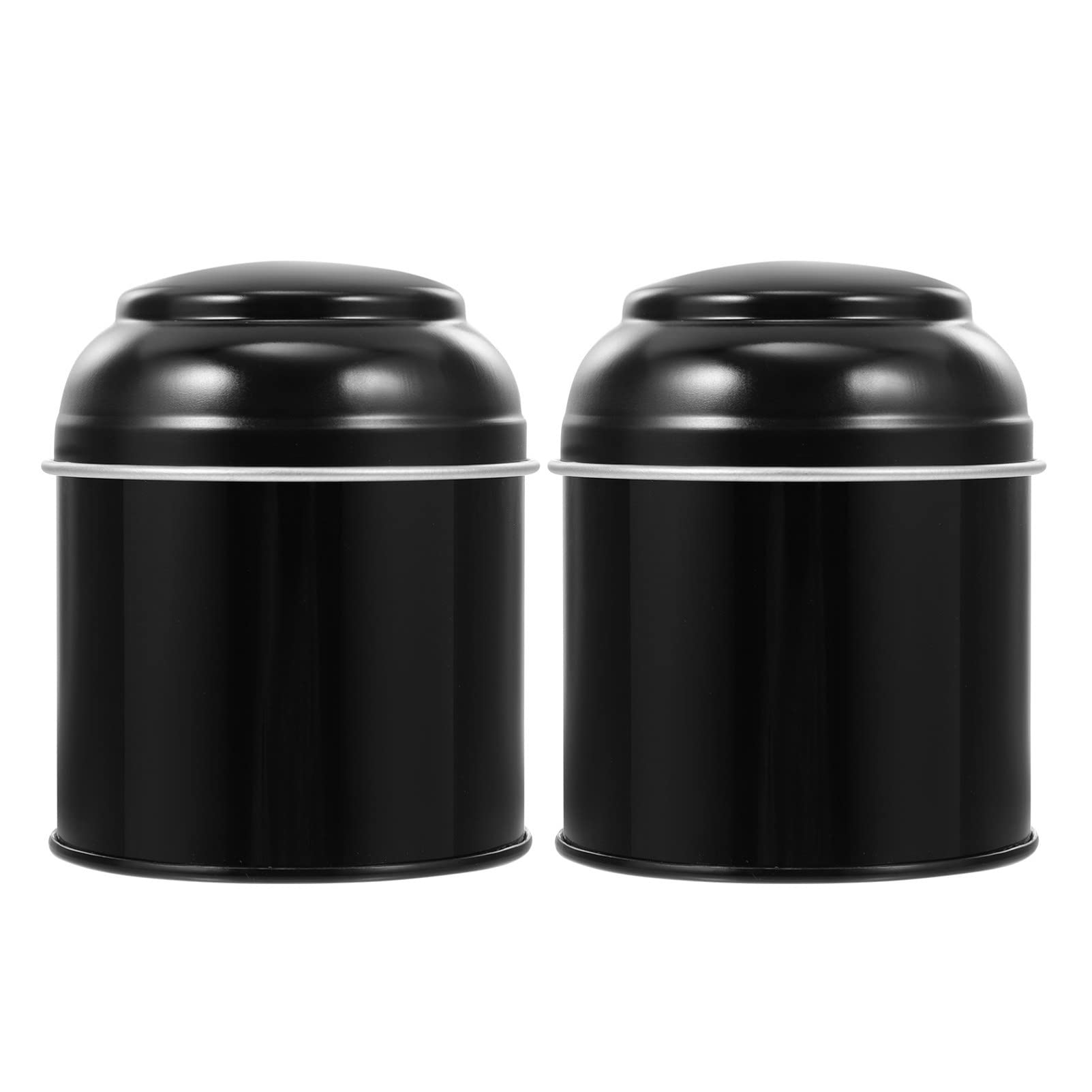 2-Pack Hemoton Airtight Tinplate Storage Jars - Food Safe Containers for Spices, Tea, Coffee & Dry Goods | Kitchen Pantry Organization & Bulk Food Storage (Black)