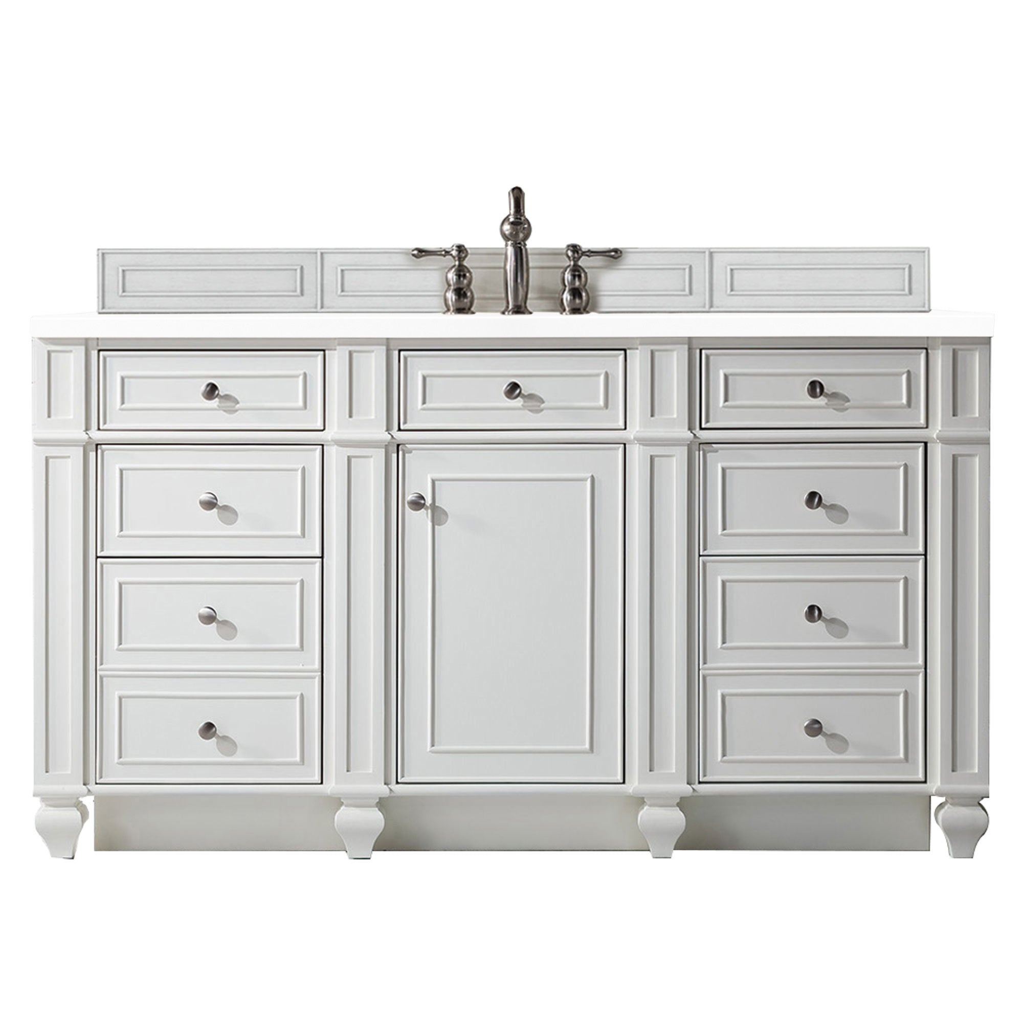 Bristol 60 Inch Single Bathroom Vanity with White Zeus Quartz Top - Bright White Finish for Modern Bathroom Decor | Perfect for Master Bath, Guest Bath & Powder Room Renovations