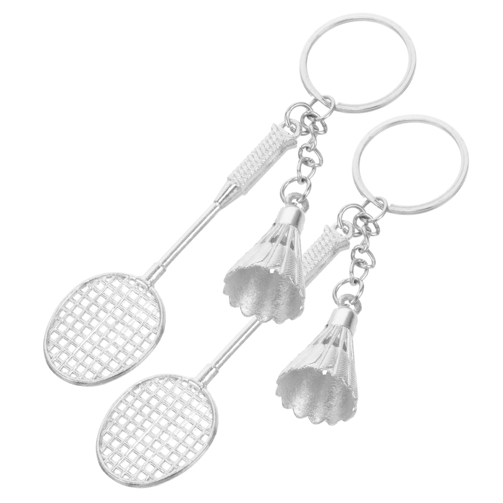 BELLIFFY 2pcs Metal Badminton Keychains Keyring Trinket - Perfect for Backpacks, Gifts, and Sports Enthusiasts