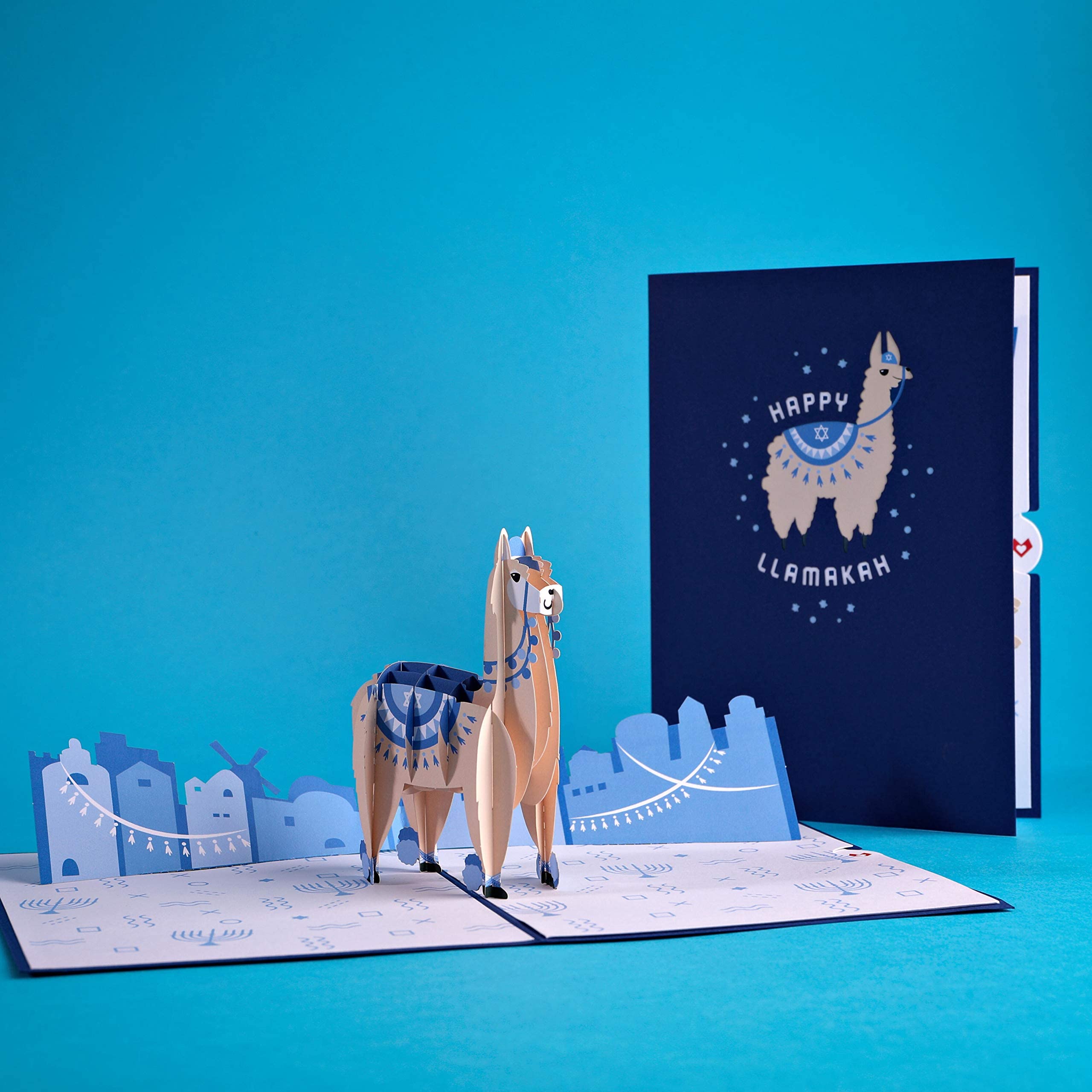 Lovepop Happy Llamakah 3D Pop-Up Greeting Card - 5x7 Inch Hanukkah Jewish Holiday Card with Envelope | Perfect for Chanukah Celebrations, Gift Giving & Festive Greetings