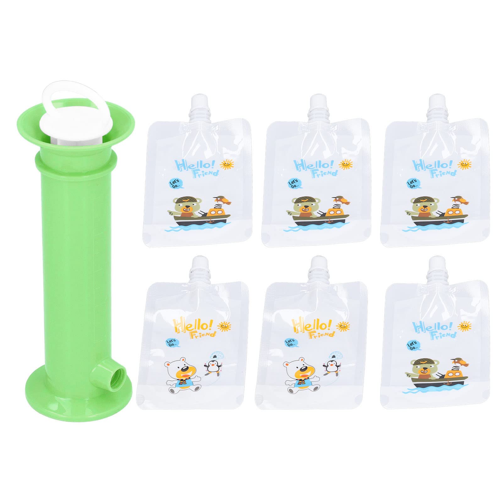 7-Piece Reusable Baby Food Pouch Set - BPA-Free Squeeze Pouches for Toddlers, Homemade Fruit Puree & Yogurt Storage - Eco-Friendly Kids Snack Containers (Green) - Perfect for On-the-Go Meals, Daycare & Travel
