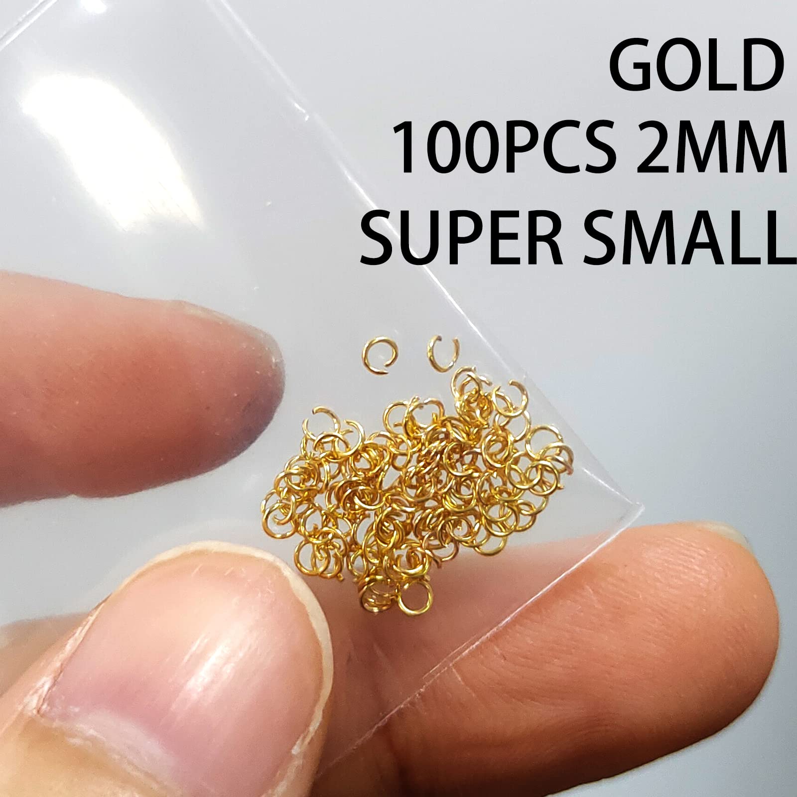 18K Gold Plated 2mm Open Jump Rings - 100PCS Jewelry Making Supplies for Necklaces, Bracelets & DIY Crafts - Miniature Jewelry Findings for Beading & Chainmail Projects