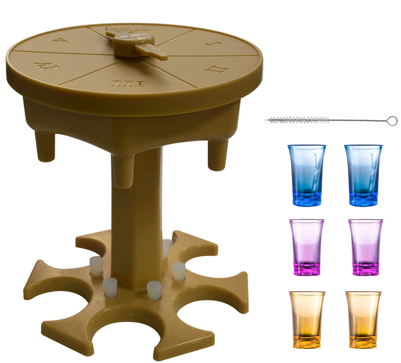 FEOYA 6-Piece Shot Glass Dispenser and Holder Set with Spinning Game Turntable - Perfect for Parties, Bars, and Drinking Games