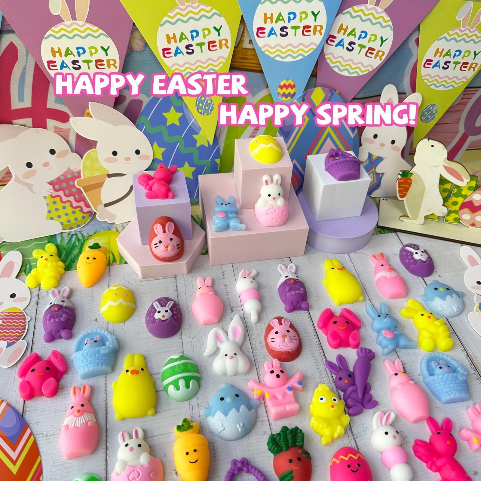 24PCS Easter Mochi Squishy Toys - Cute Animal Stress Relief Fidget Toys for Kids, Toddlers & Teens - Perfect for Easter Basket Stuffers, Egg Fillers, Goodie Bags, Classroom Prizes & Party Favors - Great Sensory Toys for Stress Relief, Anxiety & Focus (Easter Gifts & Party Supplies)