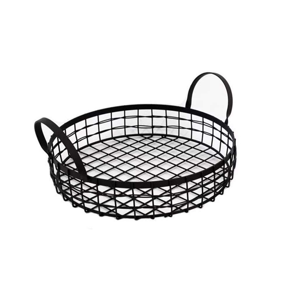 VALINK Wrought Iron Storage Baskets with Handle - Metal Storage Hamper for Bread, Snacks, Fruits & Candy - Home & Kitchen Organizer for Desktop, Countertop & Pantry Organization