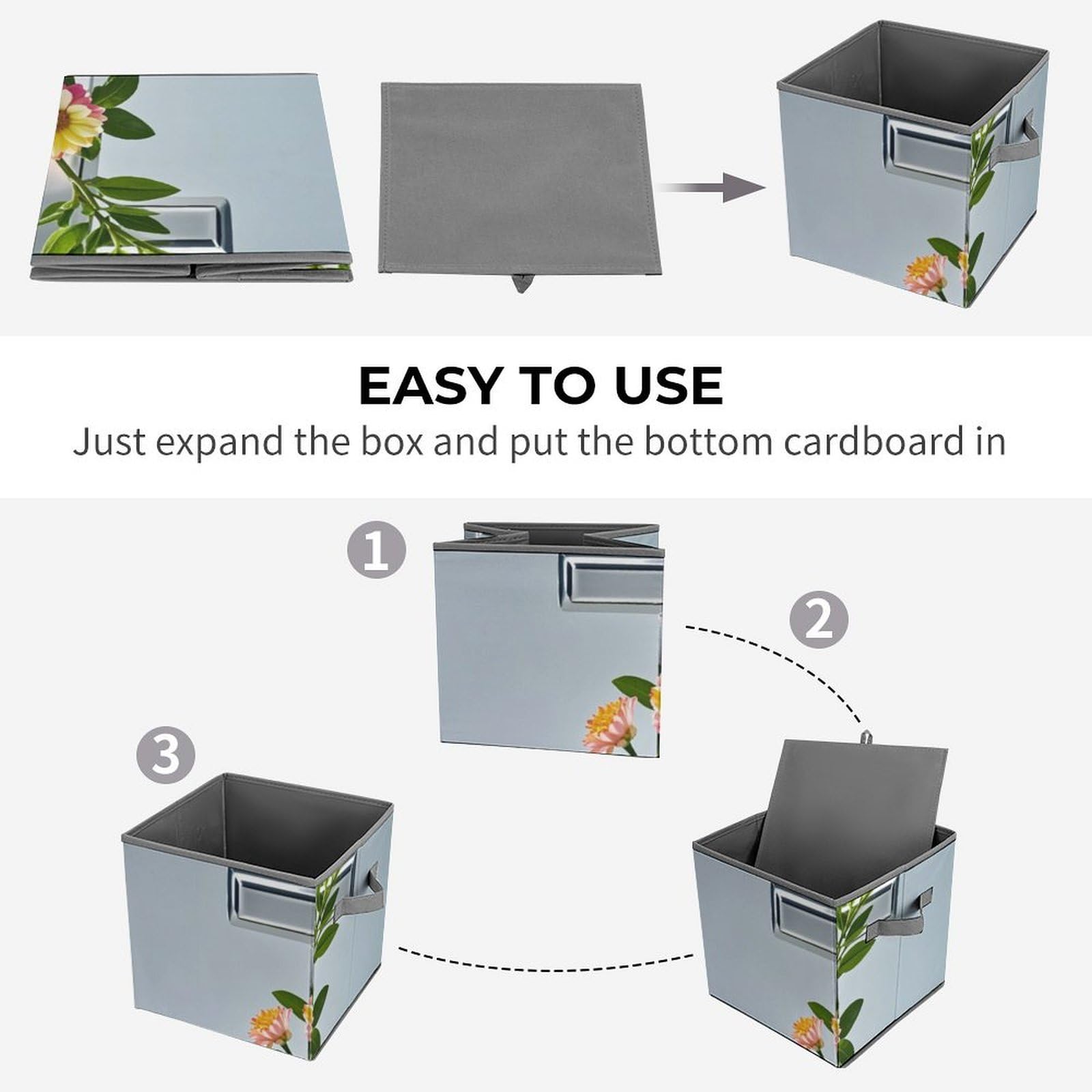 Large Collapsible Storage Cubes with Handles - 10.6x10.6x10.6 Inch Closet Organizer Box, Home & Office Storage Bin - Perfect for Bedroom, Closet, Kids Room Organization