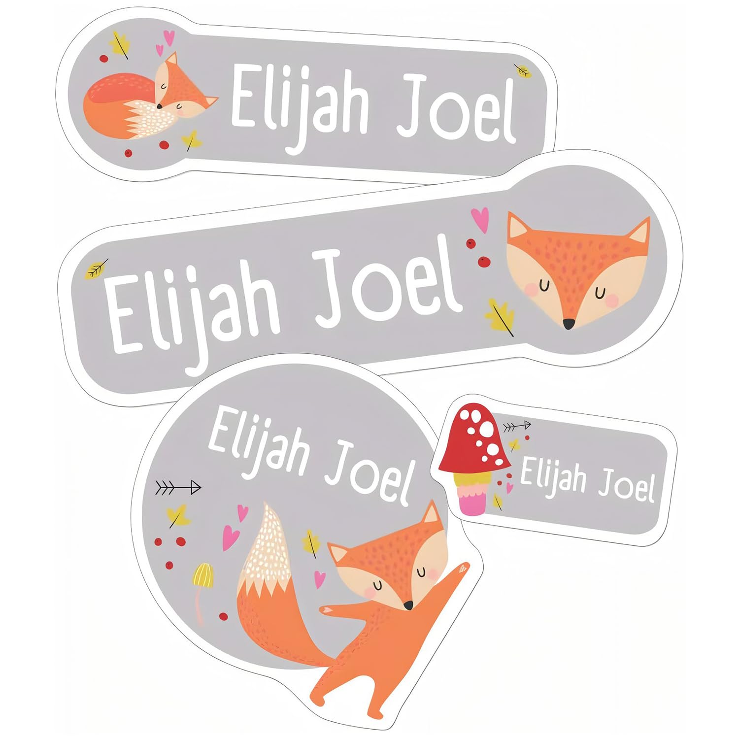 Label Daddy - Personalized Waterproof Name Stickers for Boys, Custom Kids Labels for School & Daycare - Fox Design (90 Count) - Perfect for Labeling Lunchboxes, Water Bottles, Books & Backpacks