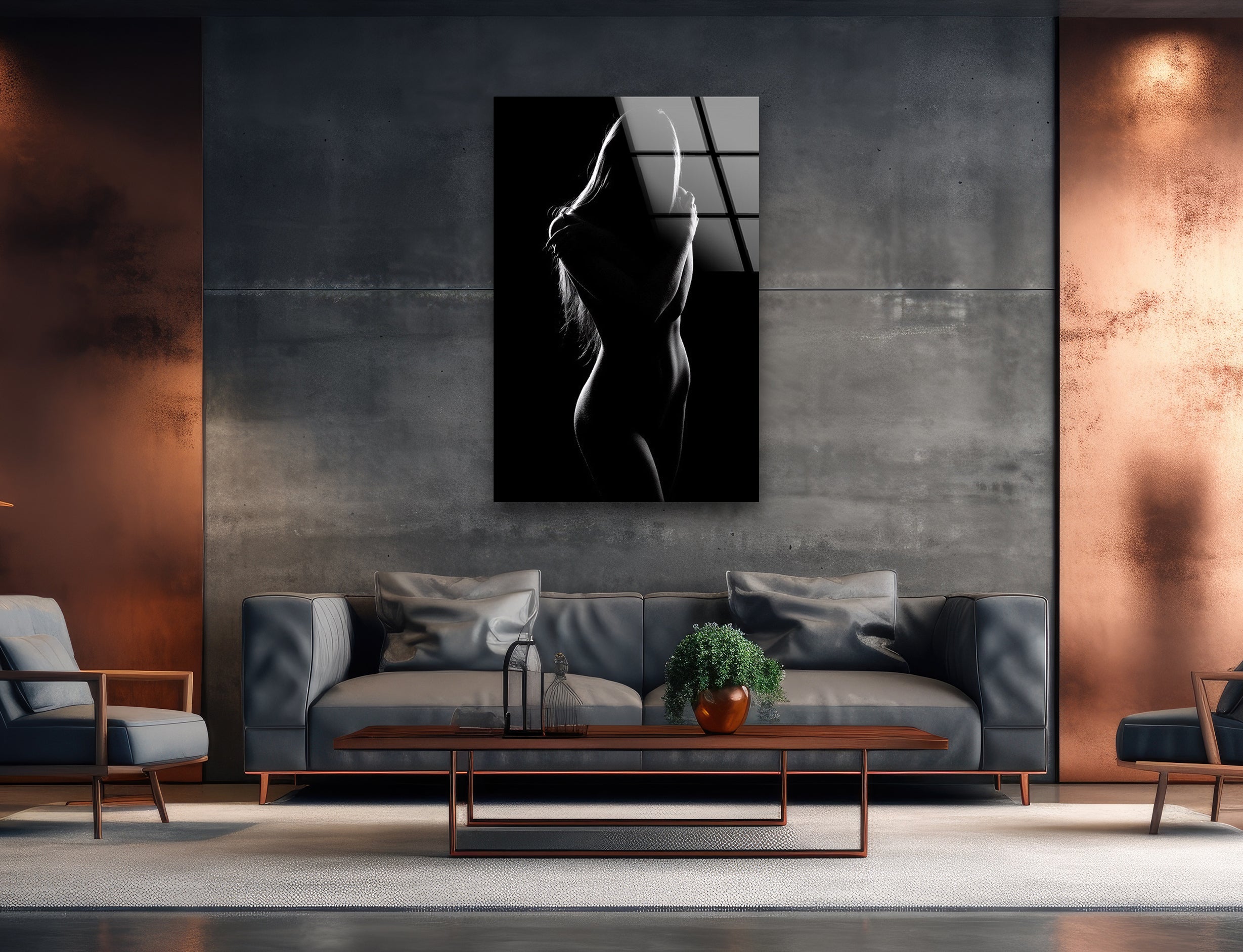 Elegant Black and White Erotic Glass Wall Art for Women - Sensual Home Decor for Bedroom, Living Room & Boudoir