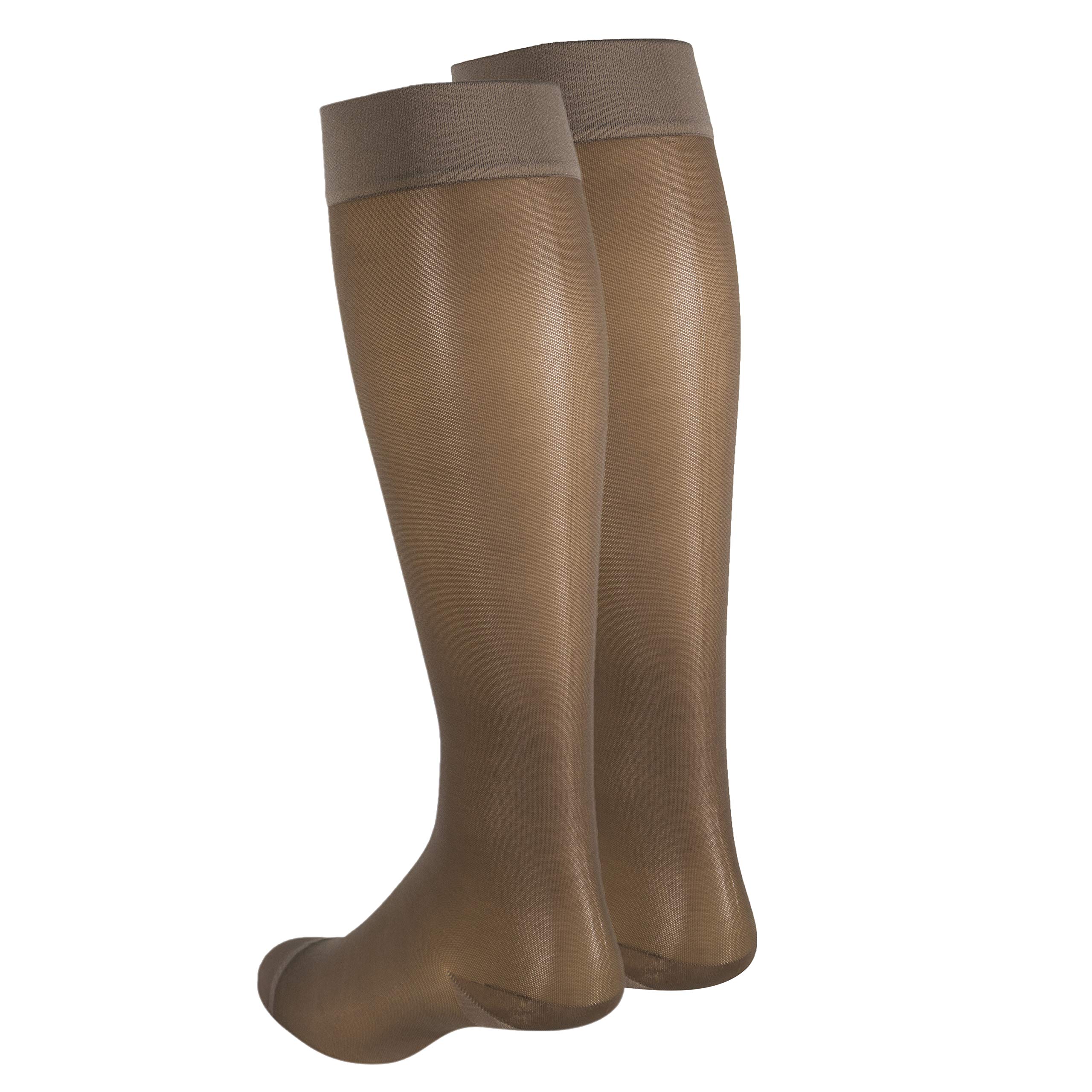 Truform Sheer Compression Stockings 15-20 mmHg for Women - Knee High, 20 Denier, Taupe, Small - Perfect for Travel, Work & Varicose Vein Relief